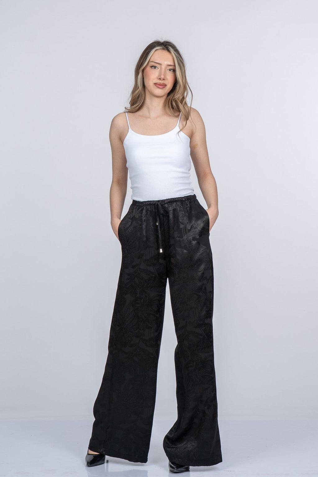 MEREDITH SATEN PANTOLON - SIYAH