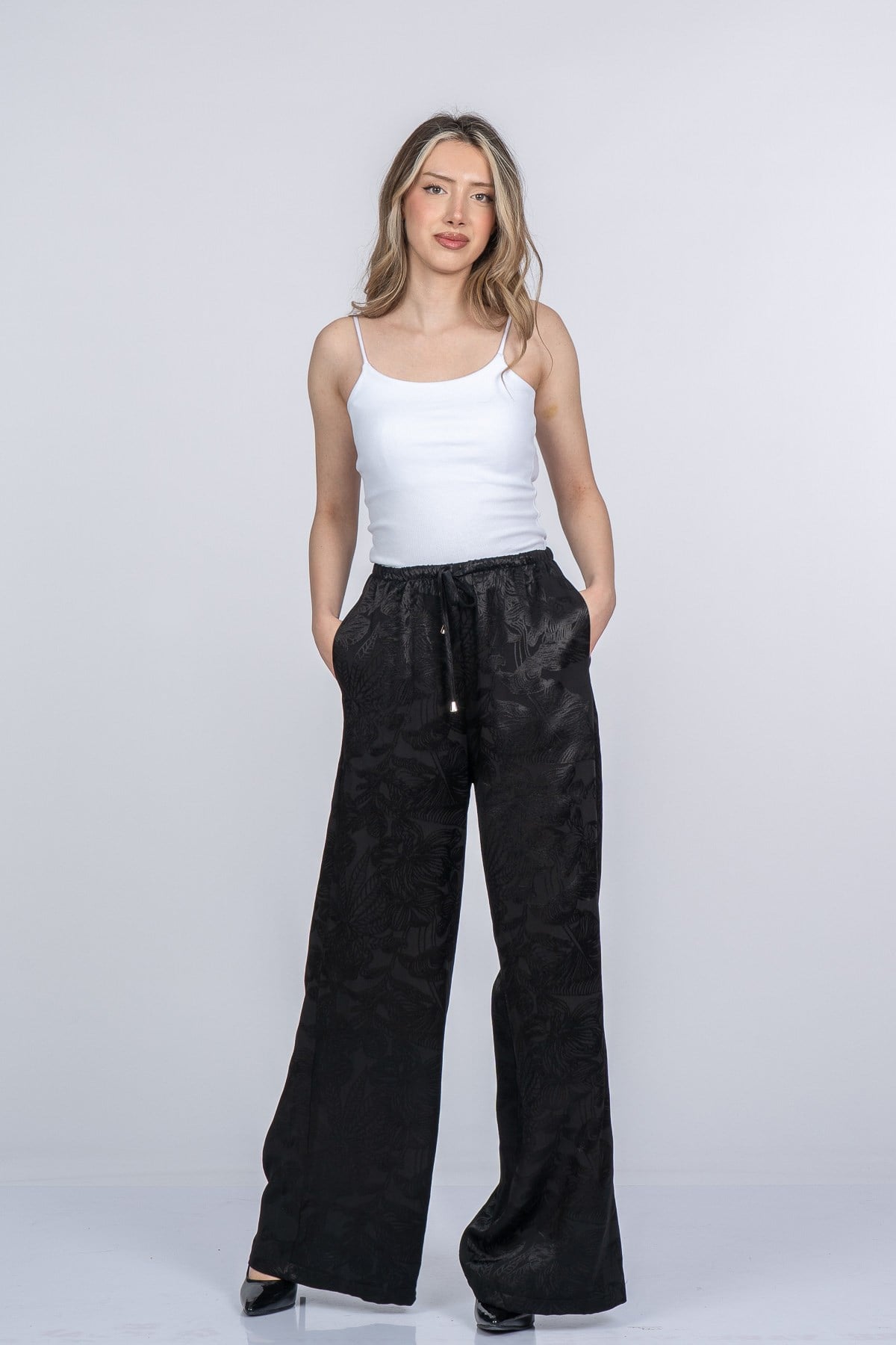 MEREDITH SATEN PANTOLON - SIYAH