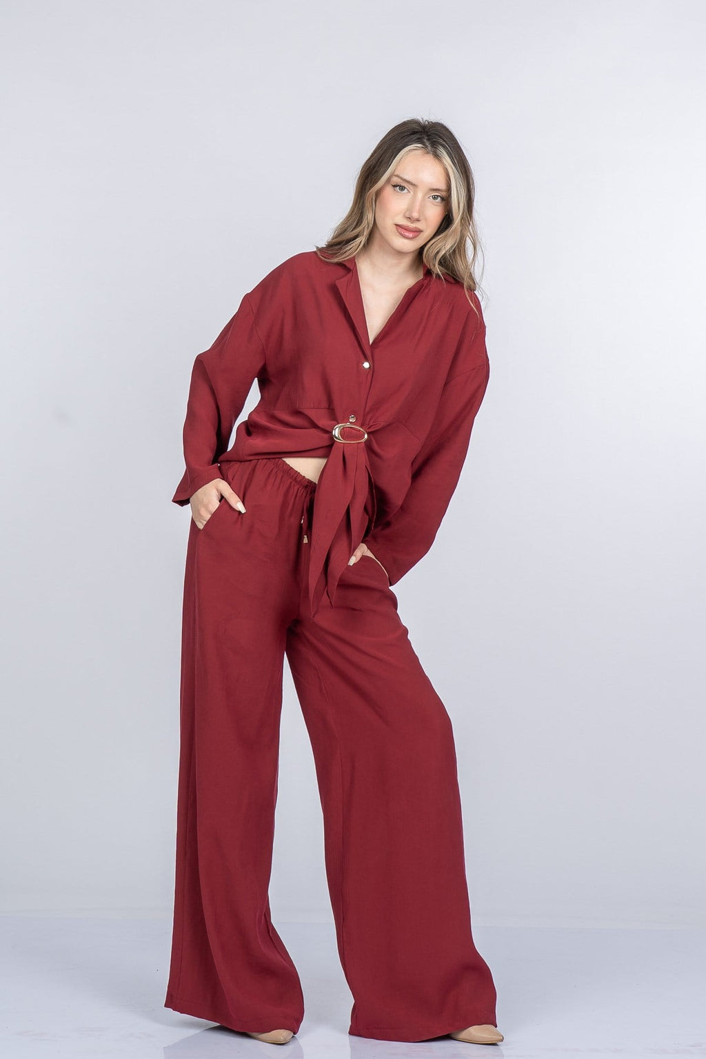 MICAH BLUZ PANTOLON İKİLİ TAKIM - BORDO