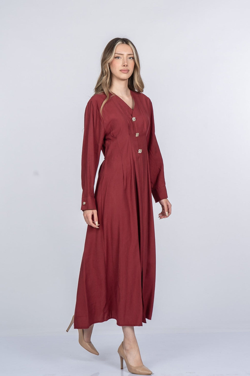 MIRANDA UZUN ELBİSE - BORDO