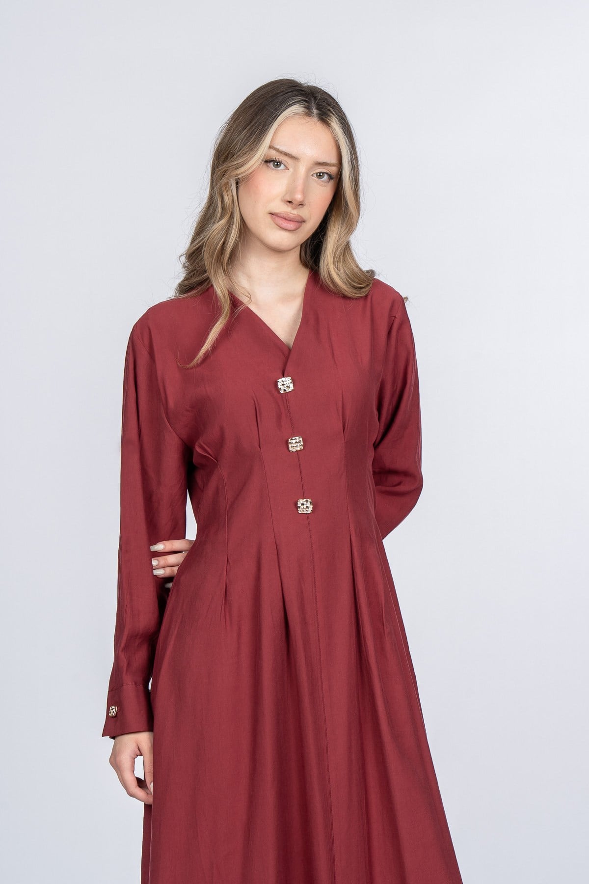 MIRANDA UZUN ELBİSE - BORDO