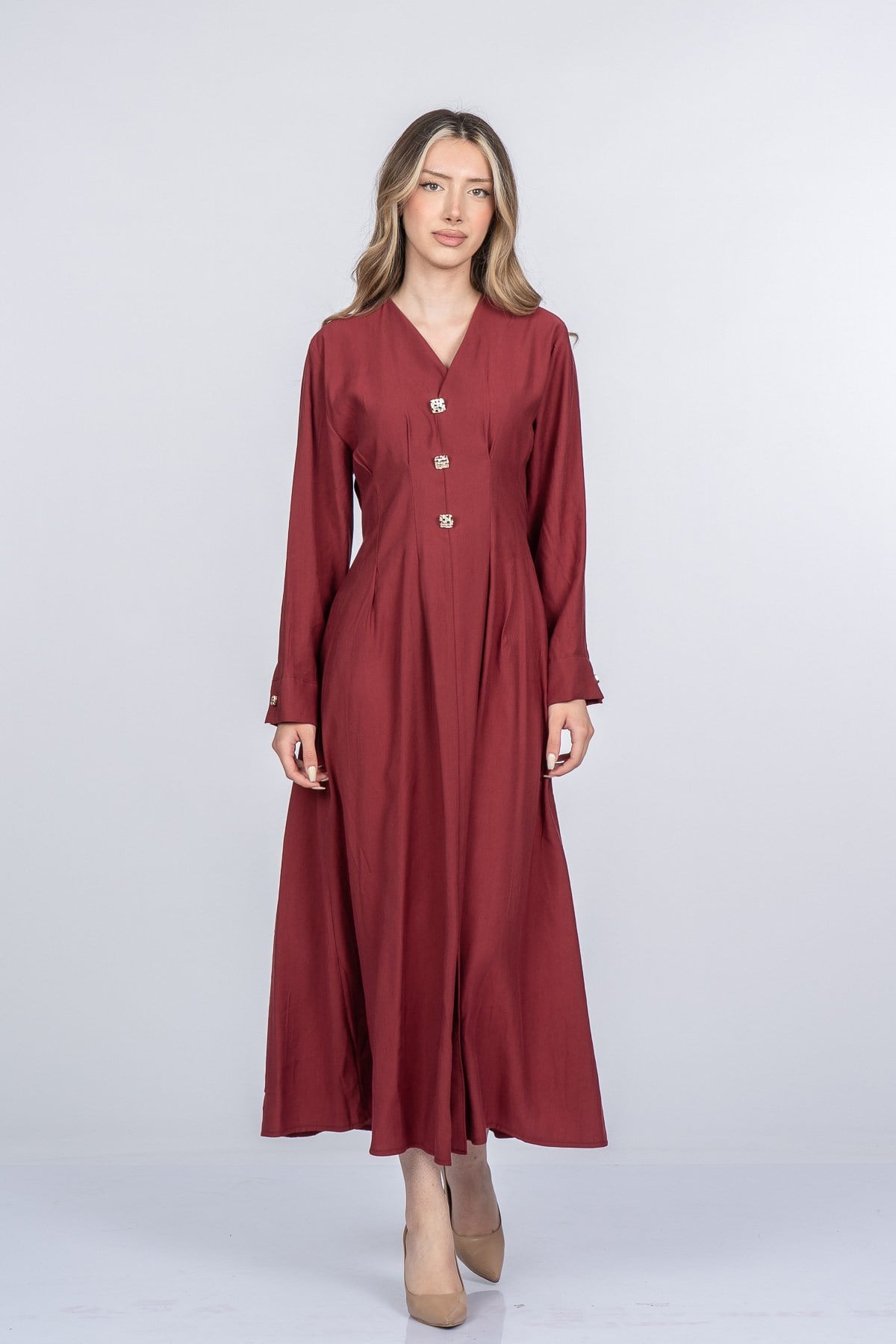 MIRANDA UZUN ELBİSE - BORDO