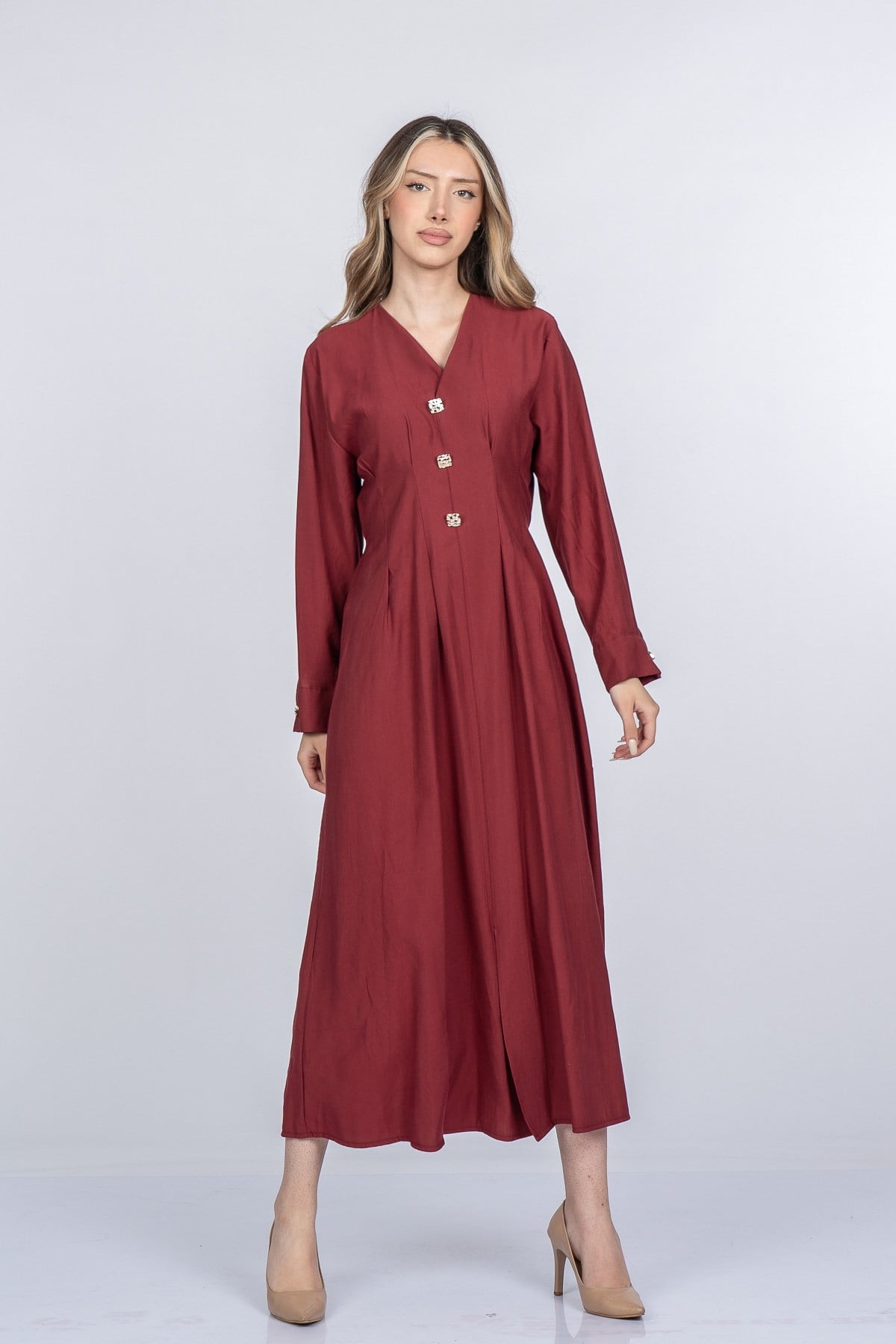 MIRANDA UZUN ELBİSE - BORDO