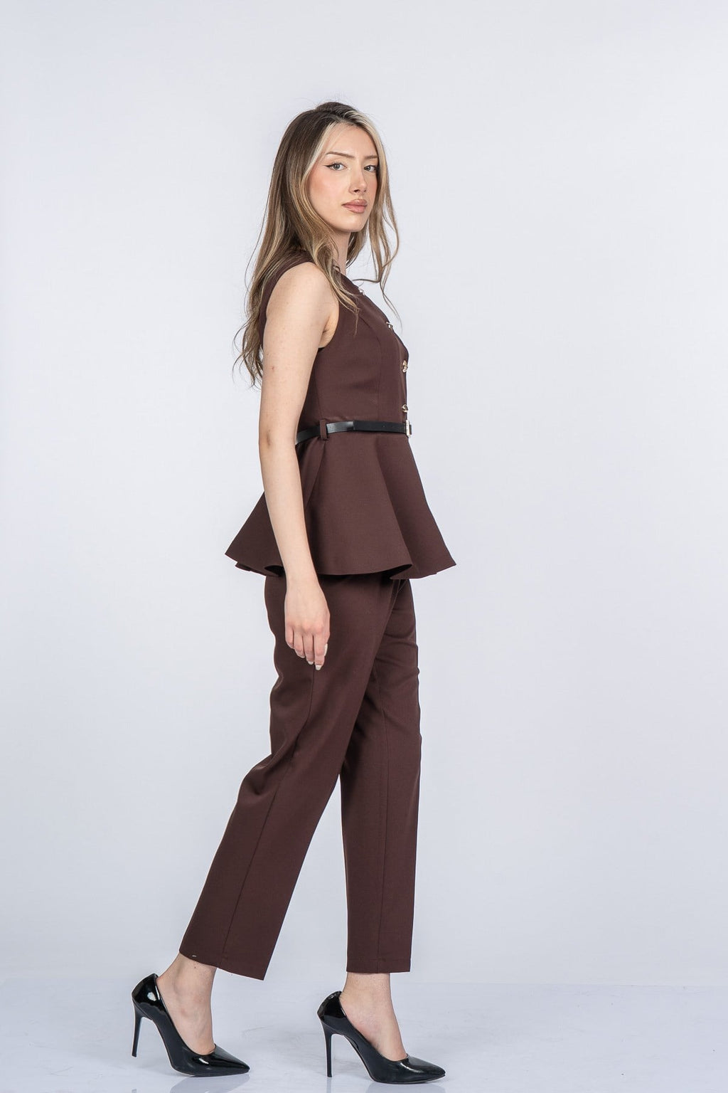 MIRIAM YELEK PANTOLON İKİLİ TAKIM - KAHVE