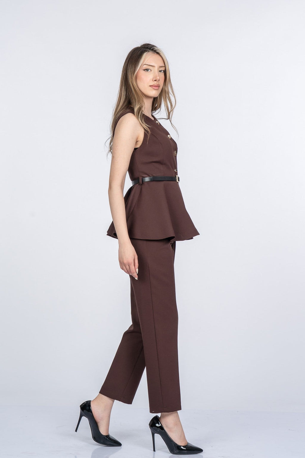 MIRIAM YELEK PANTOLON İKİLİ TAKIM - KAHVE