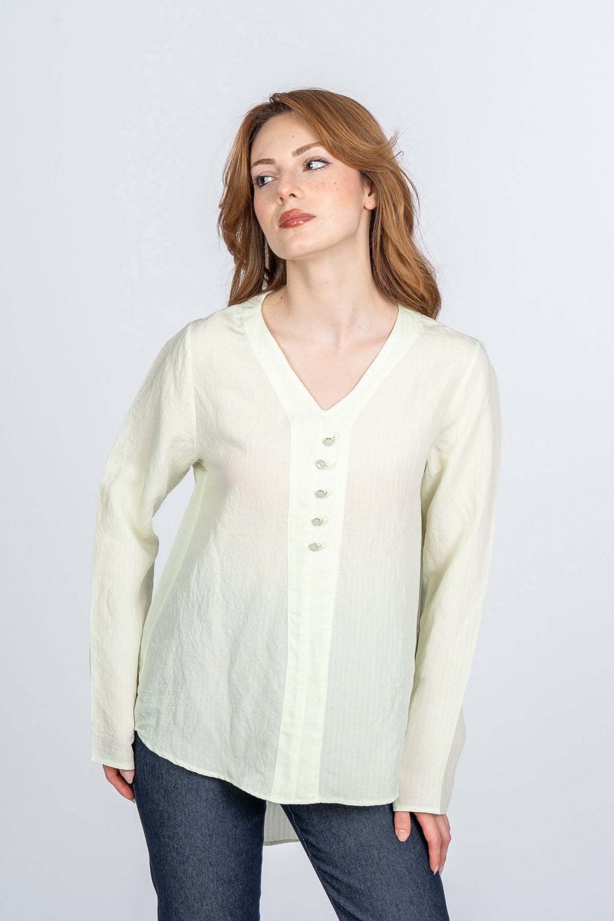 MOLLIE UZUN KOLLU BLUZ - YESIL