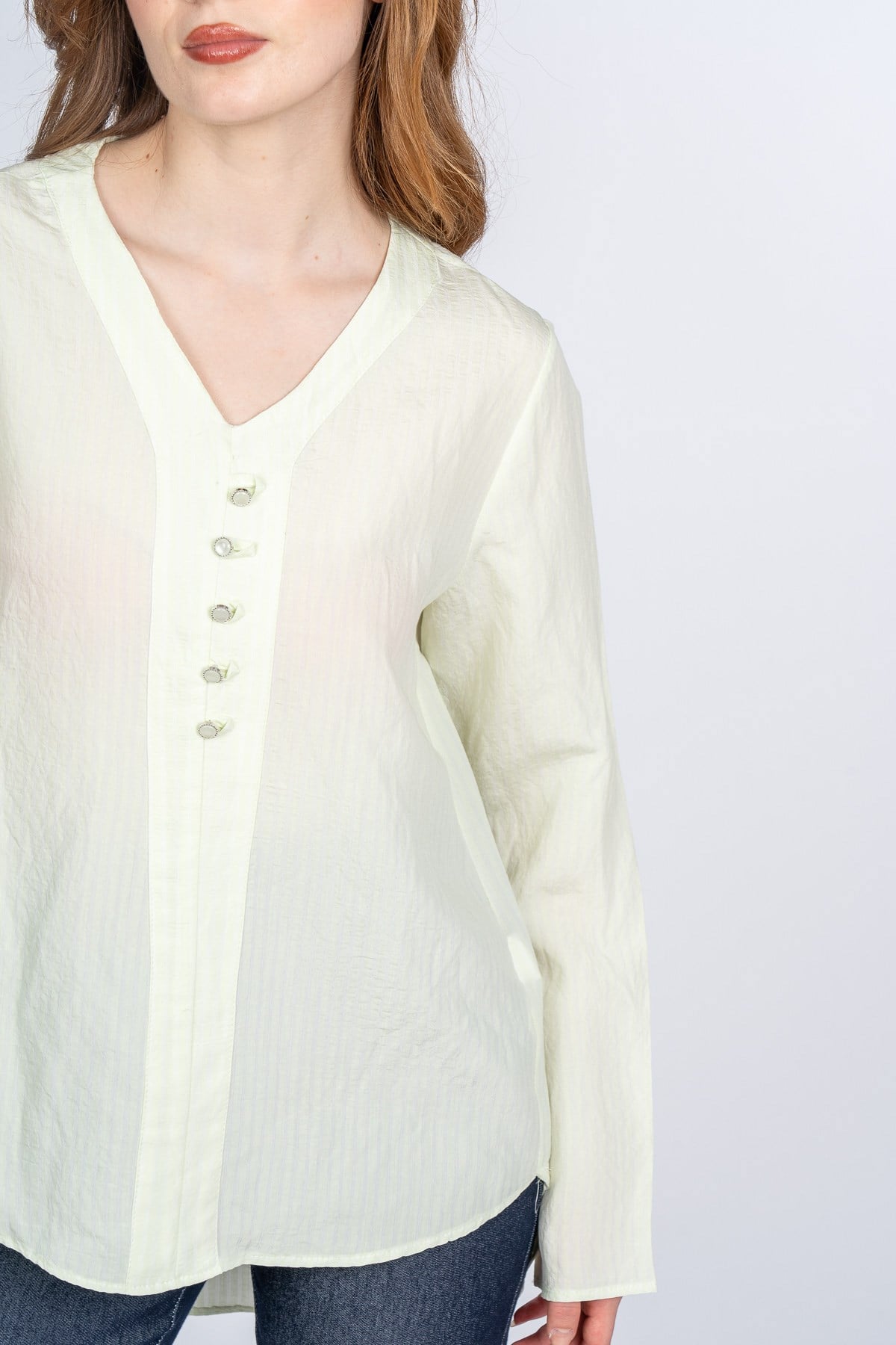 MOLLIE UZUN KOLLU BLUZ - YESIL