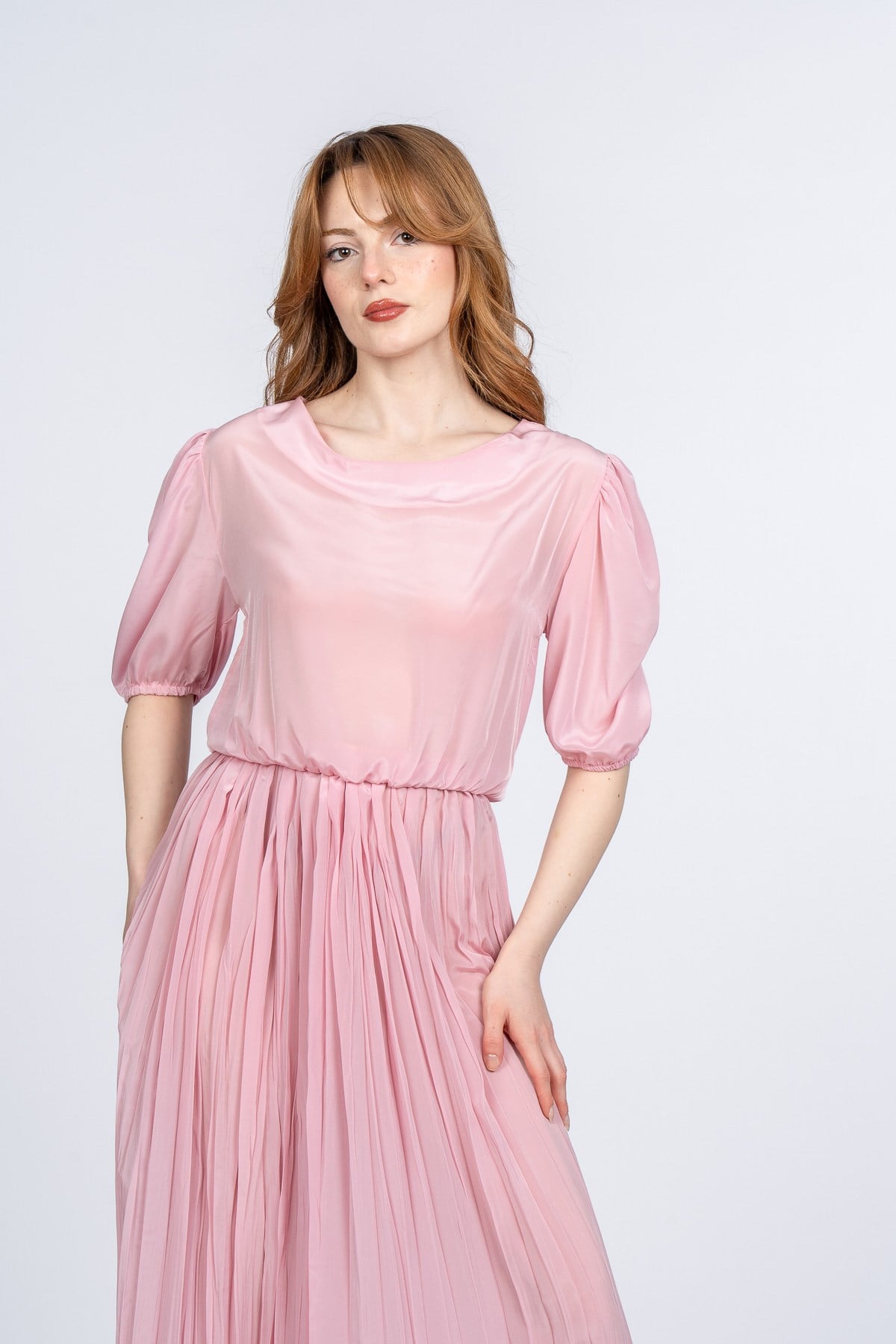 MOLLY UZUN ELBİSE - PEMBE