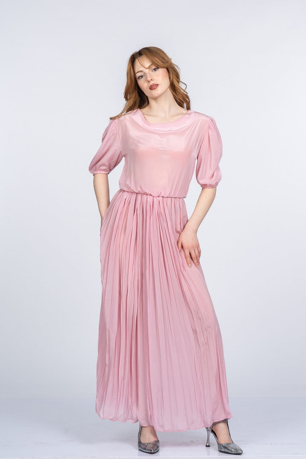 MOLLY UZUN ELBİSE - PEMBE