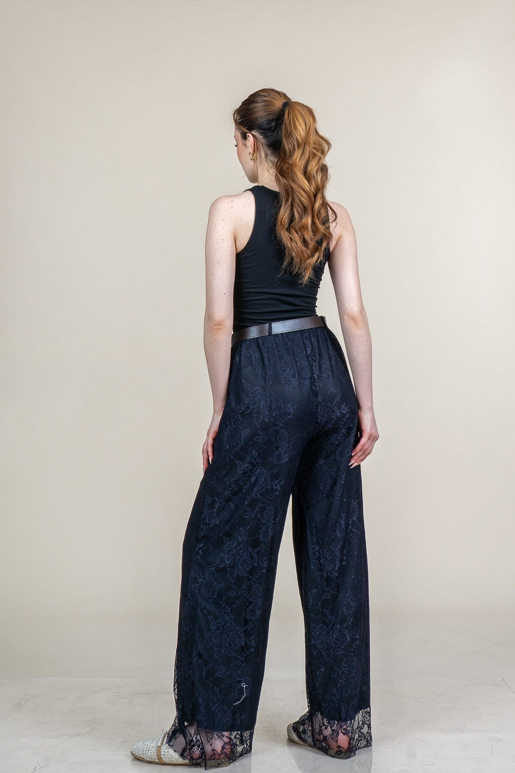 MORGAN DANTELLİ TÜL PANTOLON - SIYAH