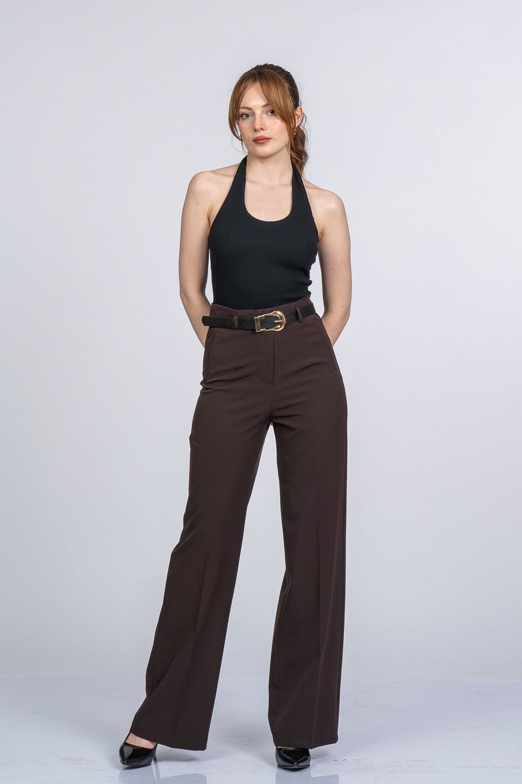 MORIAH KEMERLİ PANTOLON - KAHVE