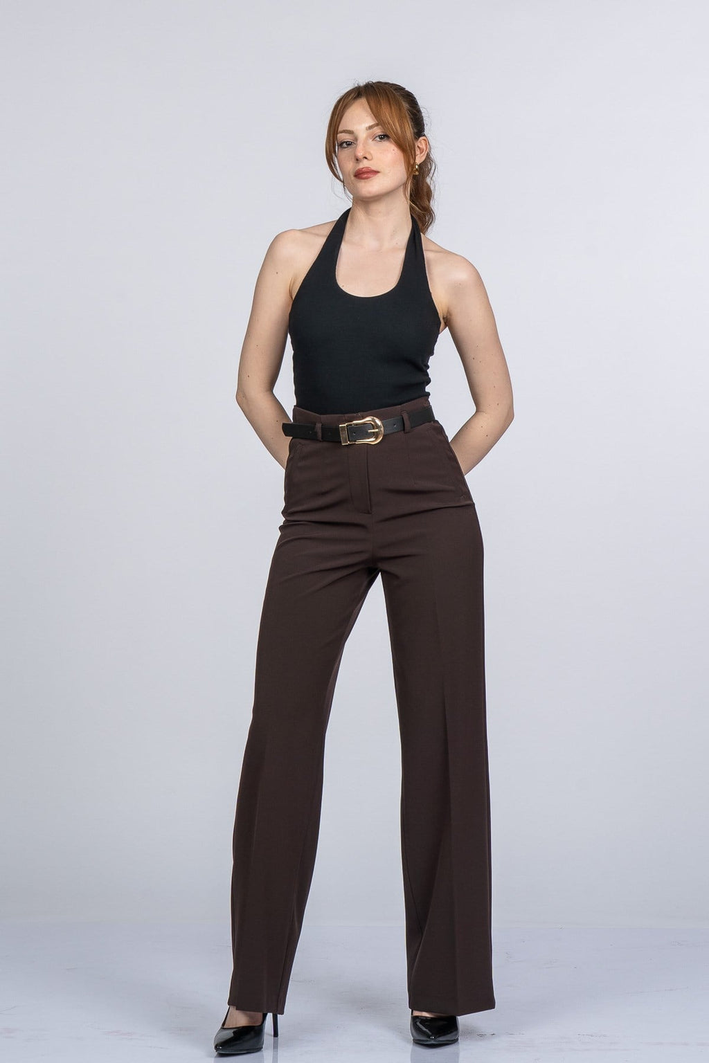 MORIAH KEMERLİ PANTOLON - KAHVE