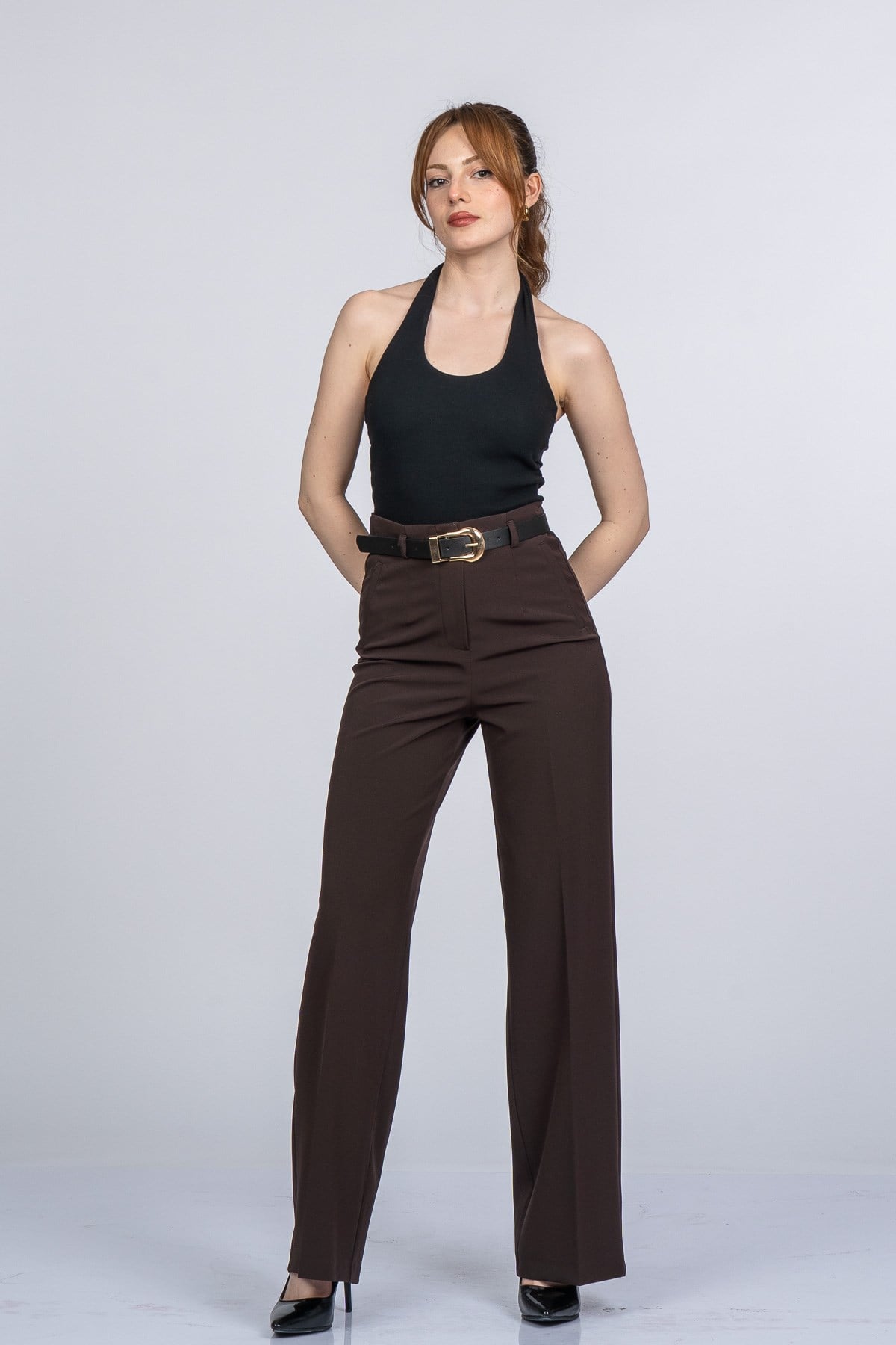 MORIAH KEMERLİ PANTOLON - KAHVE