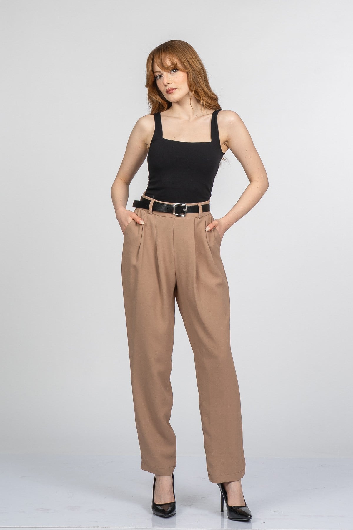 NADIA KEMERLİ PANTOLON - CAMEL