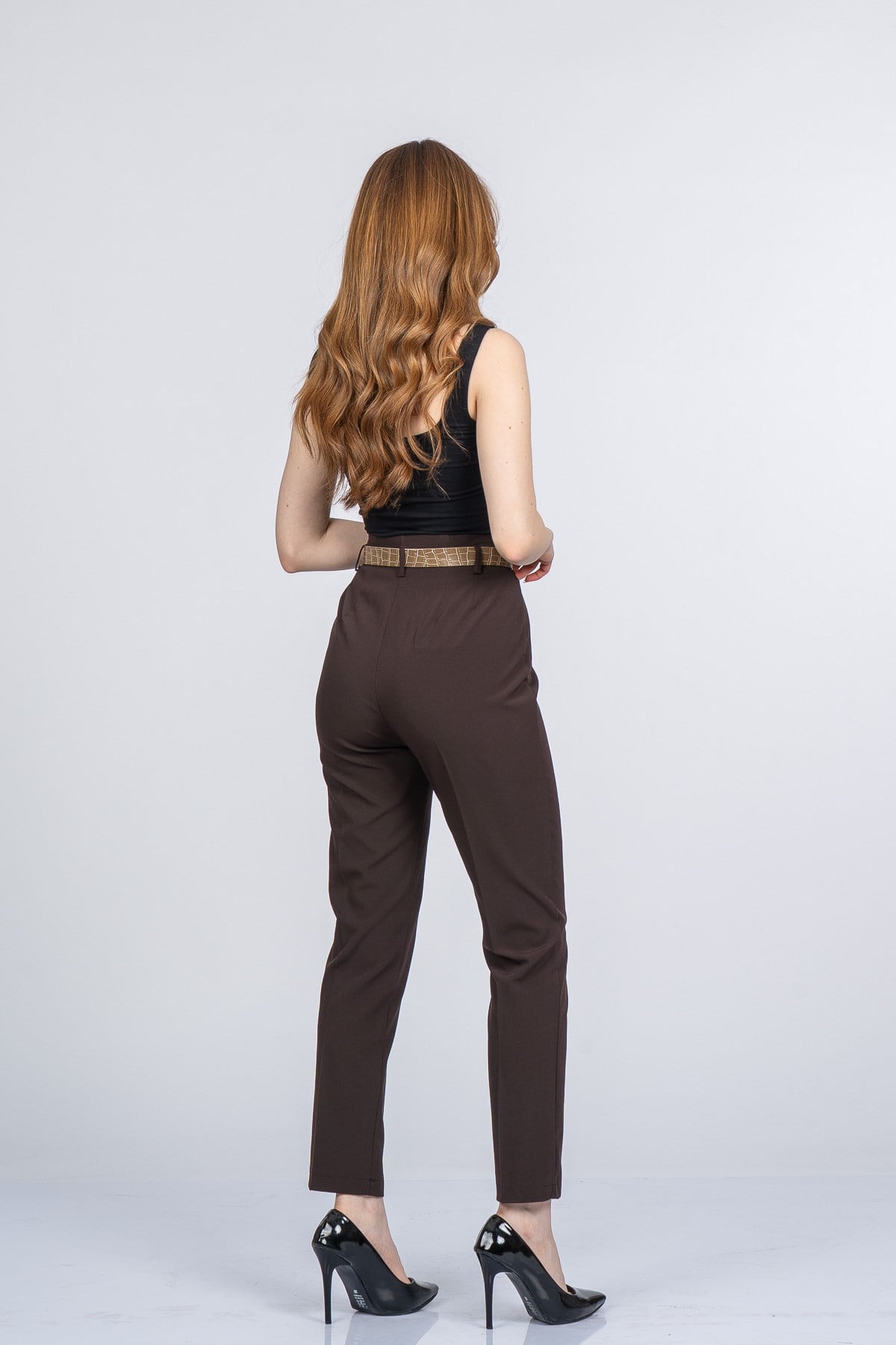 NANCY KEMERLİ PANTOLON - KAHVE