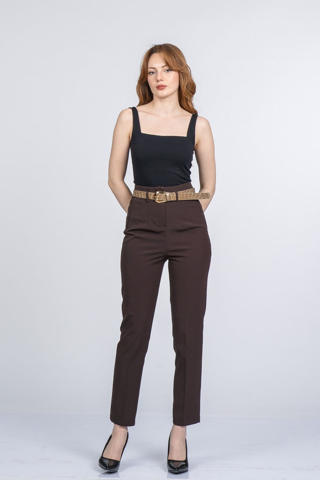 NANCY KEMERLİ PANTOLON - KAHVE