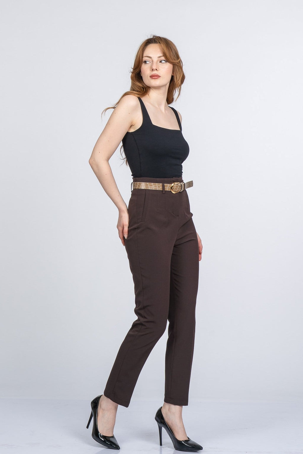 NANCY KEMERLİ PANTOLON - KAHVE