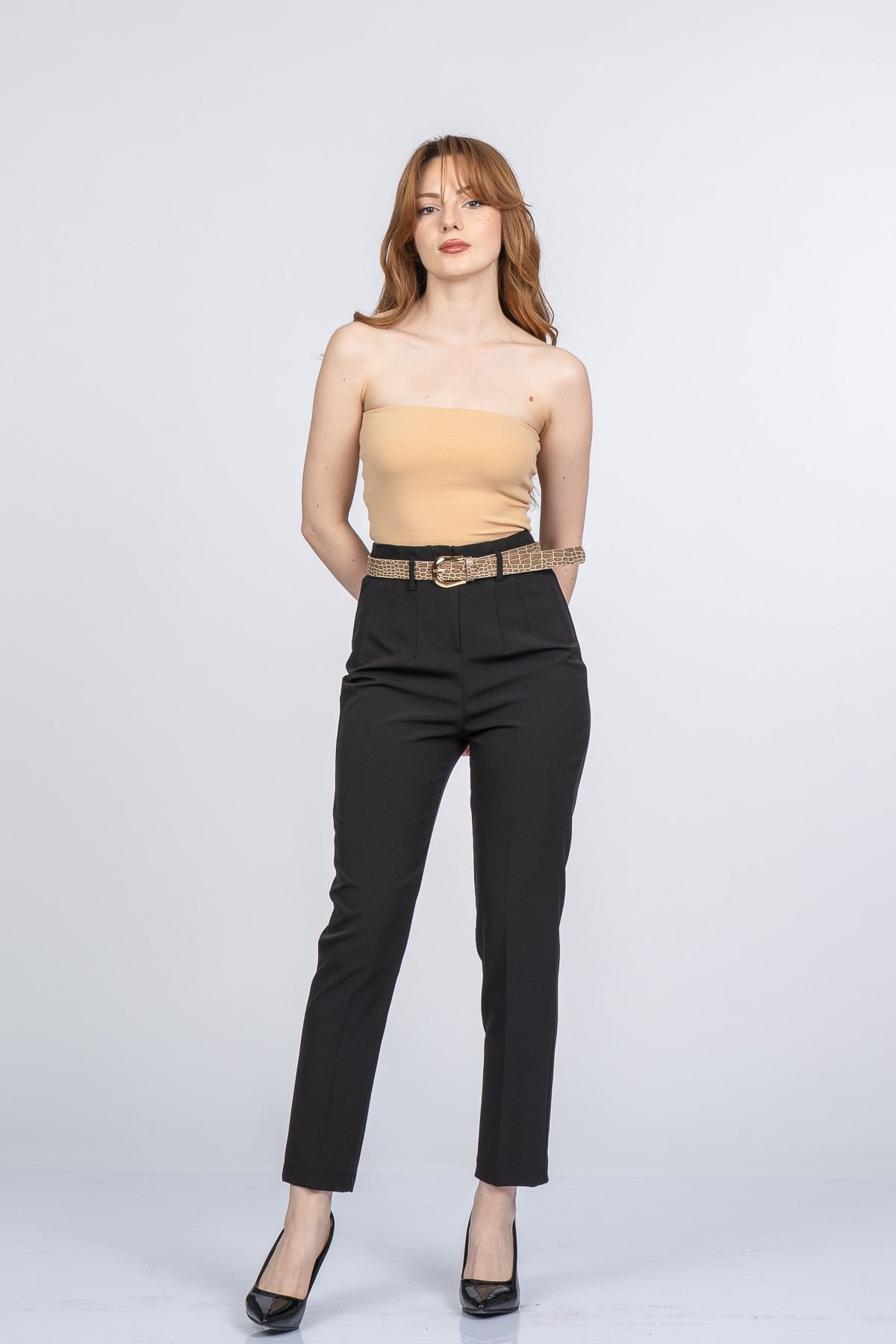 NANCY KEMERLİ PANTOLON - SIYAH