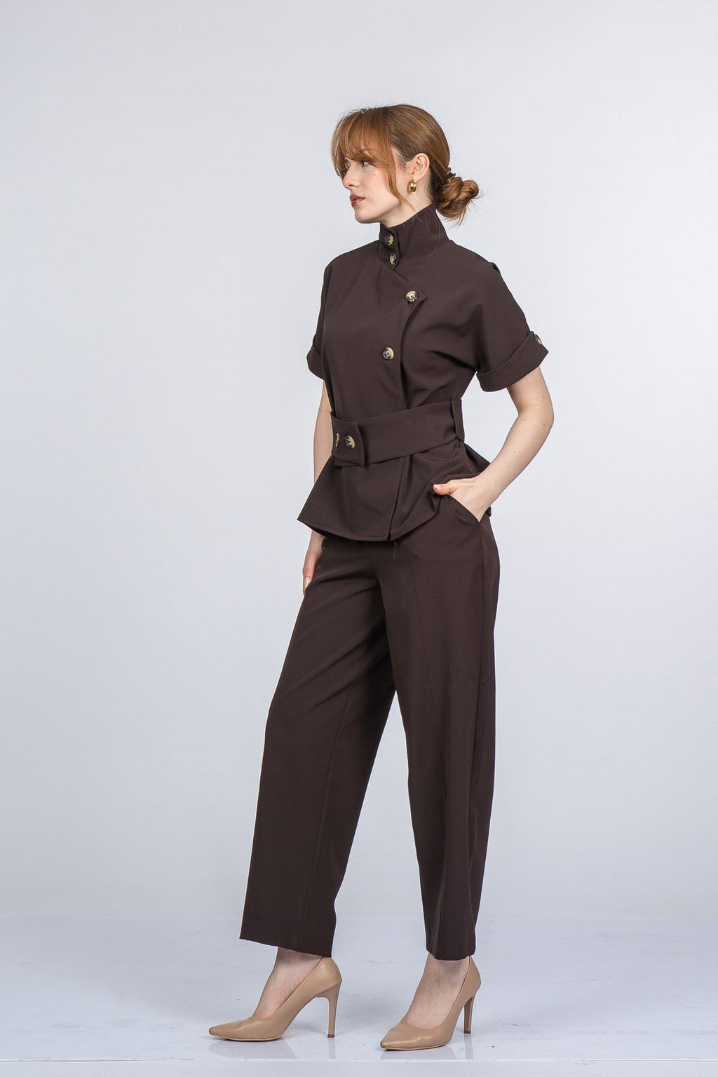 NAOMİ CEKET PANTOLON İKİLİ TAKIM - KAHVE