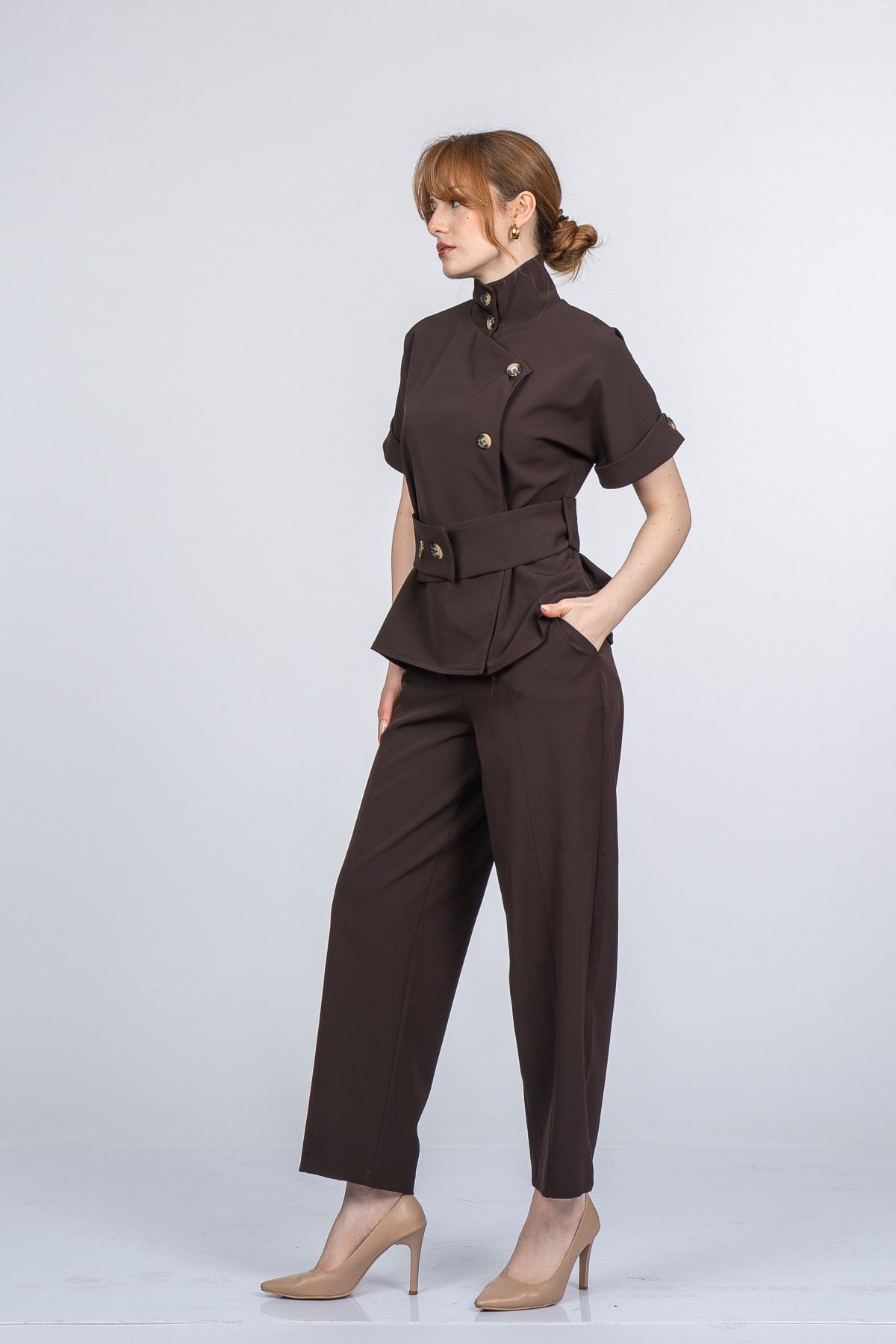 NAOMİ CEKET PANTOLON İKİLİ TAKIM - KAHVE
