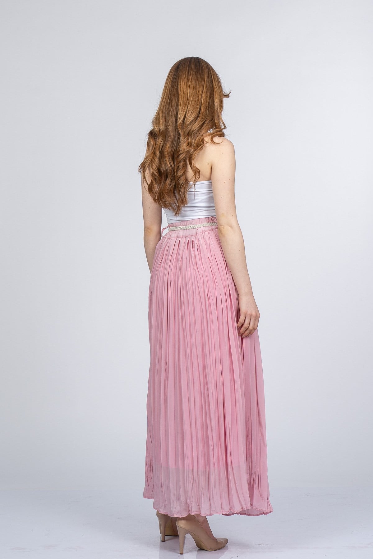 NATALIE BELİ LASTİKLİ ETEK - PEMBE