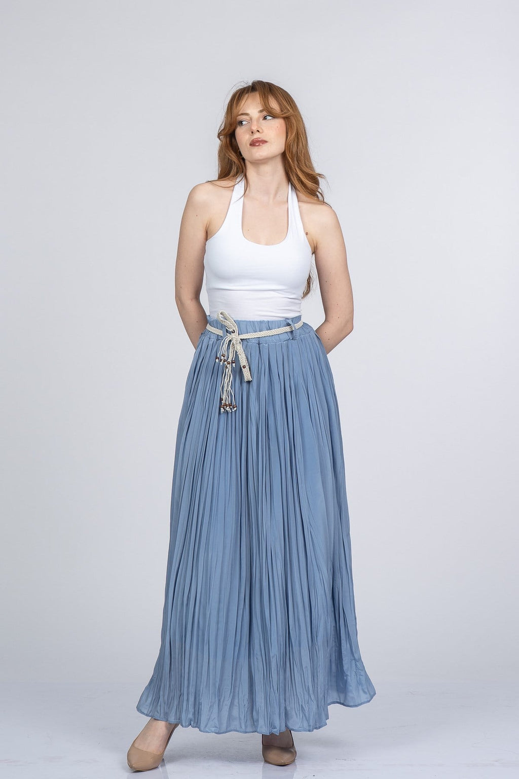 NATALIE BELİ LASTİKLİ ETEK - MAVİ