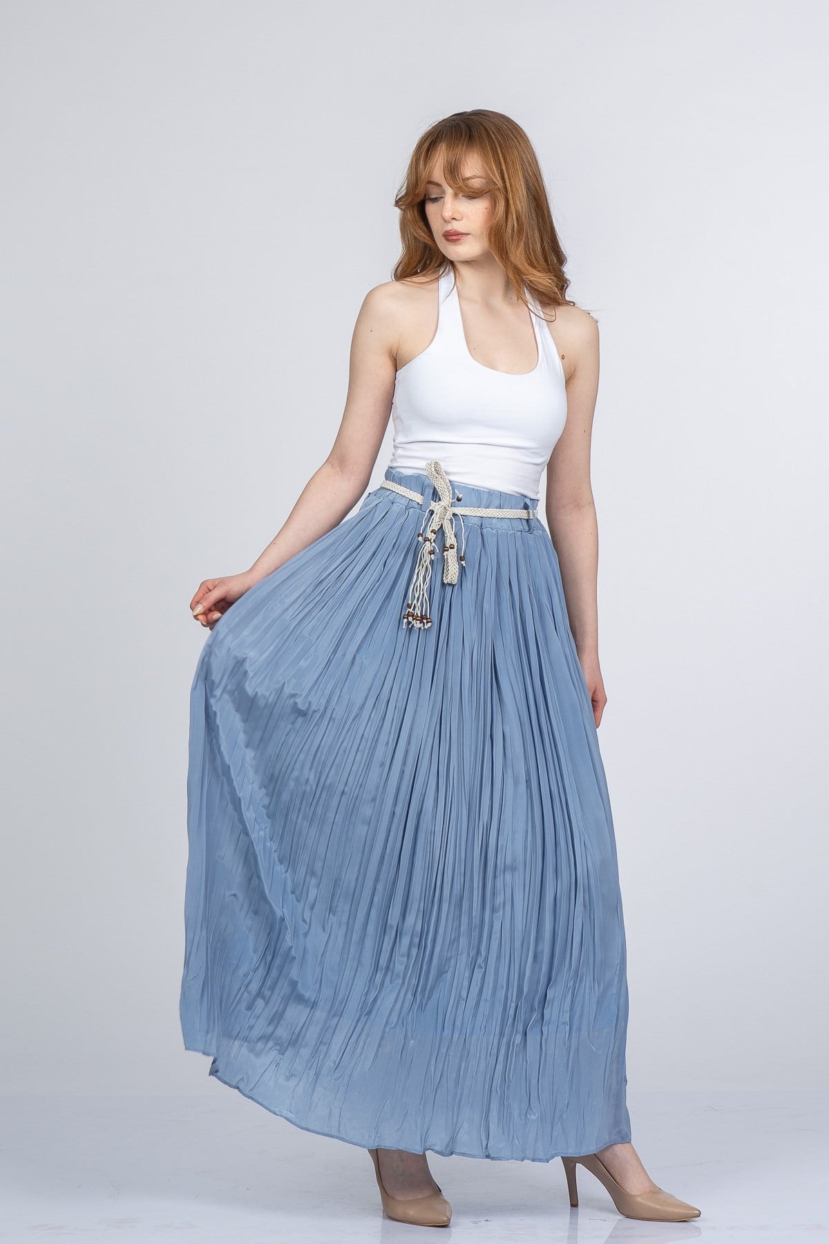 NATALIE BELİ LASTİKLİ ETEK - MAVİ