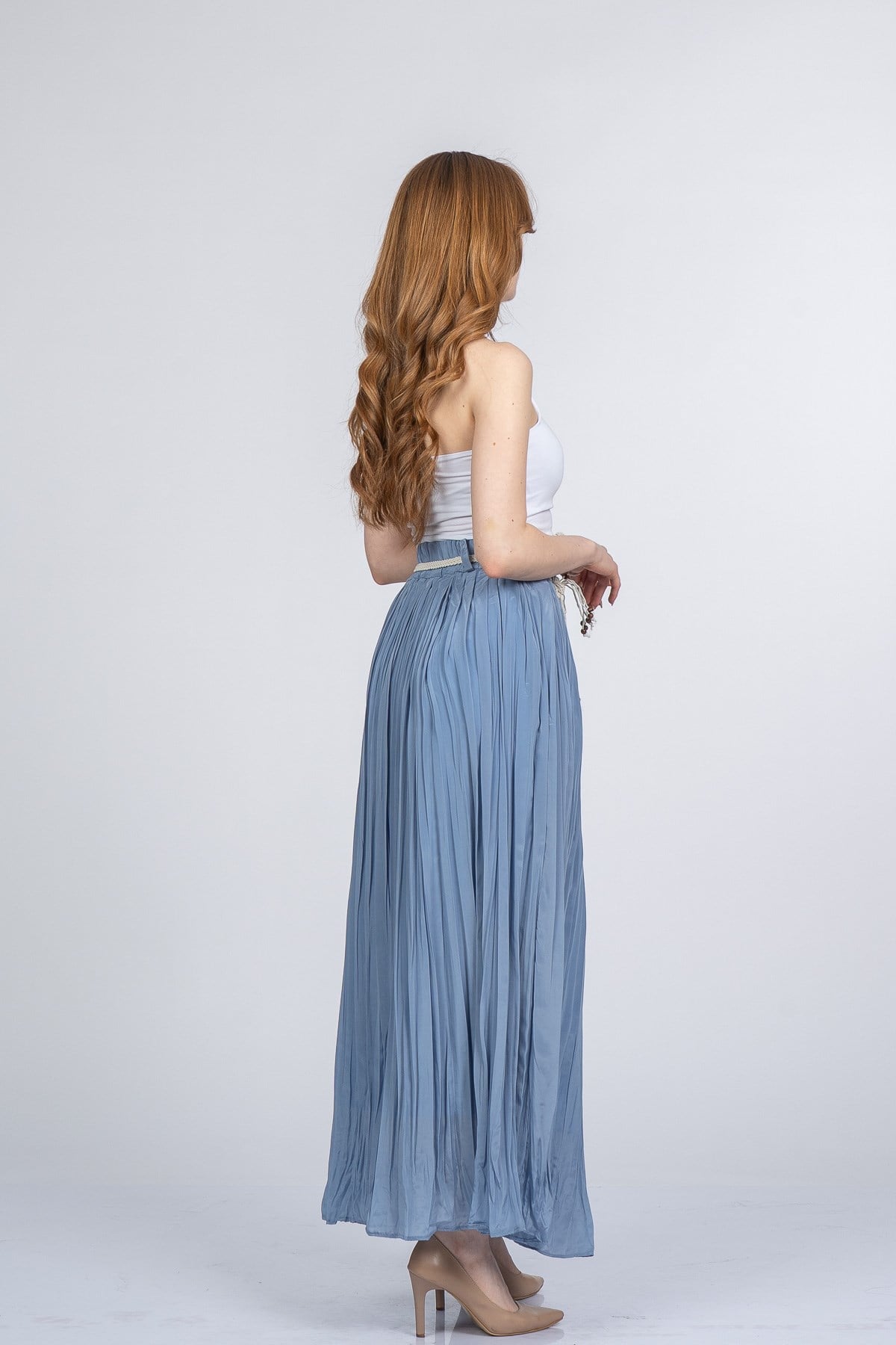 NATALIE BELİ LASTİKLİ ETEK - MAVİ