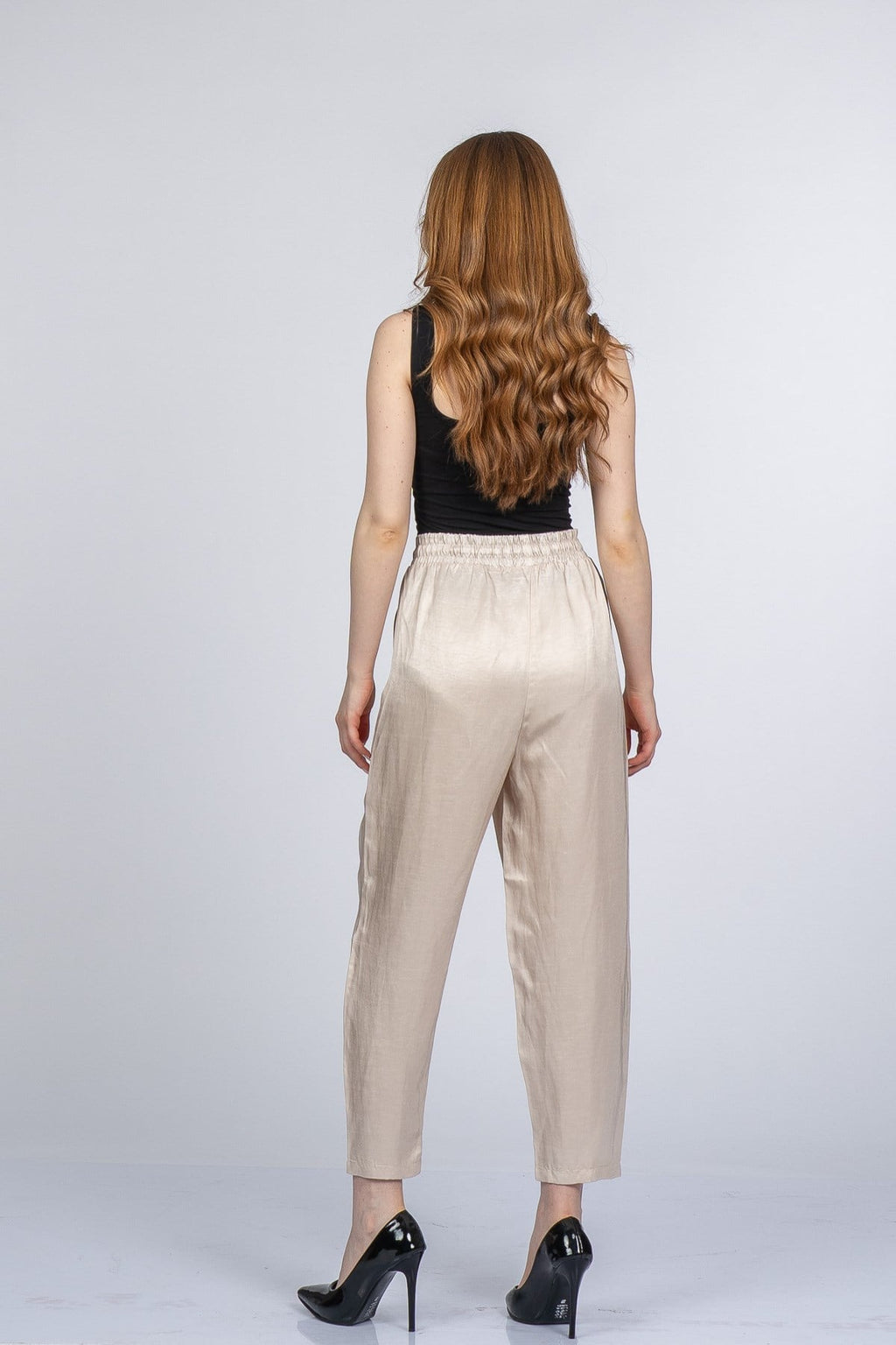 NICOLETTE BEL LASTİKLİ PANTOLON - TAŞ