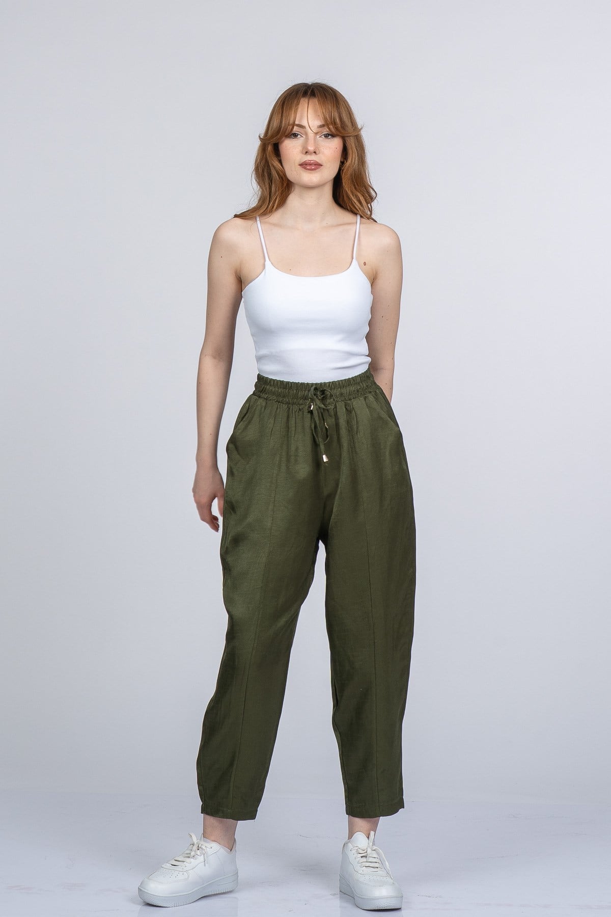 NICOLETTE BEL LASTİKLİ PANTOLON - HAKİ