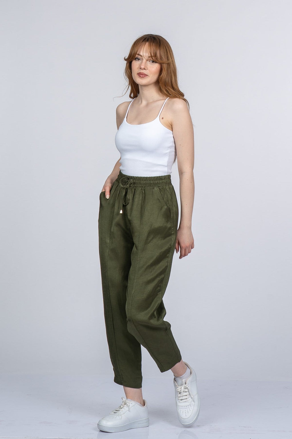 NICOLETTE BEL LASTİKLİ PANTOLON - HAKİ