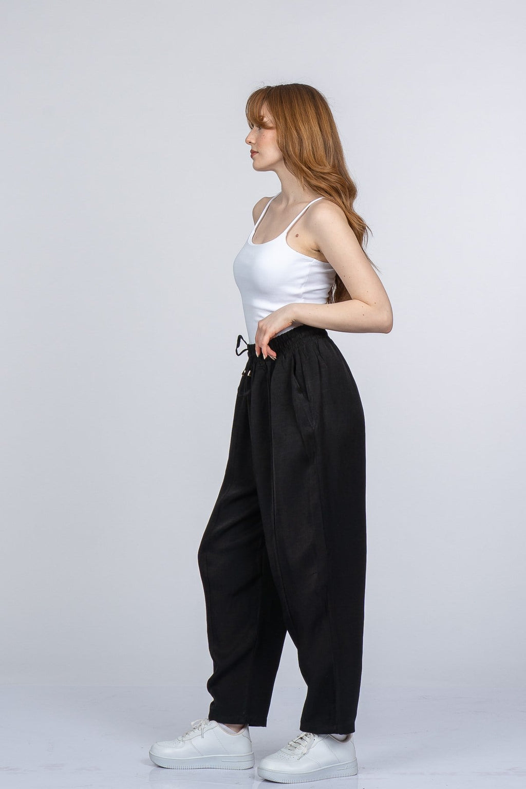 NICOLETTE BEL LASTİKLİ PANTOLON - SIYAH
