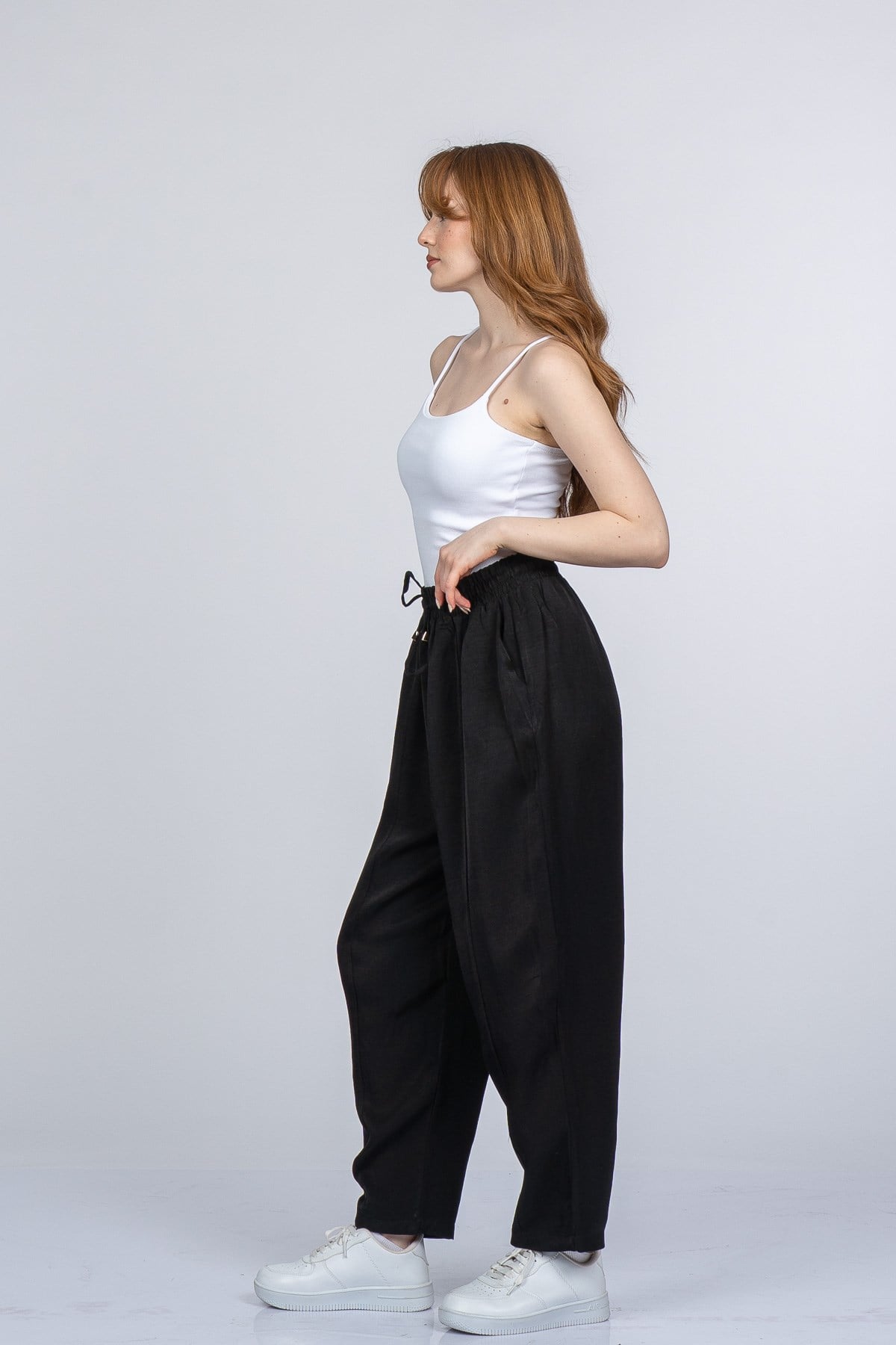 NICOLETTE BEL LASTİKLİ PANTOLON - SIYAH