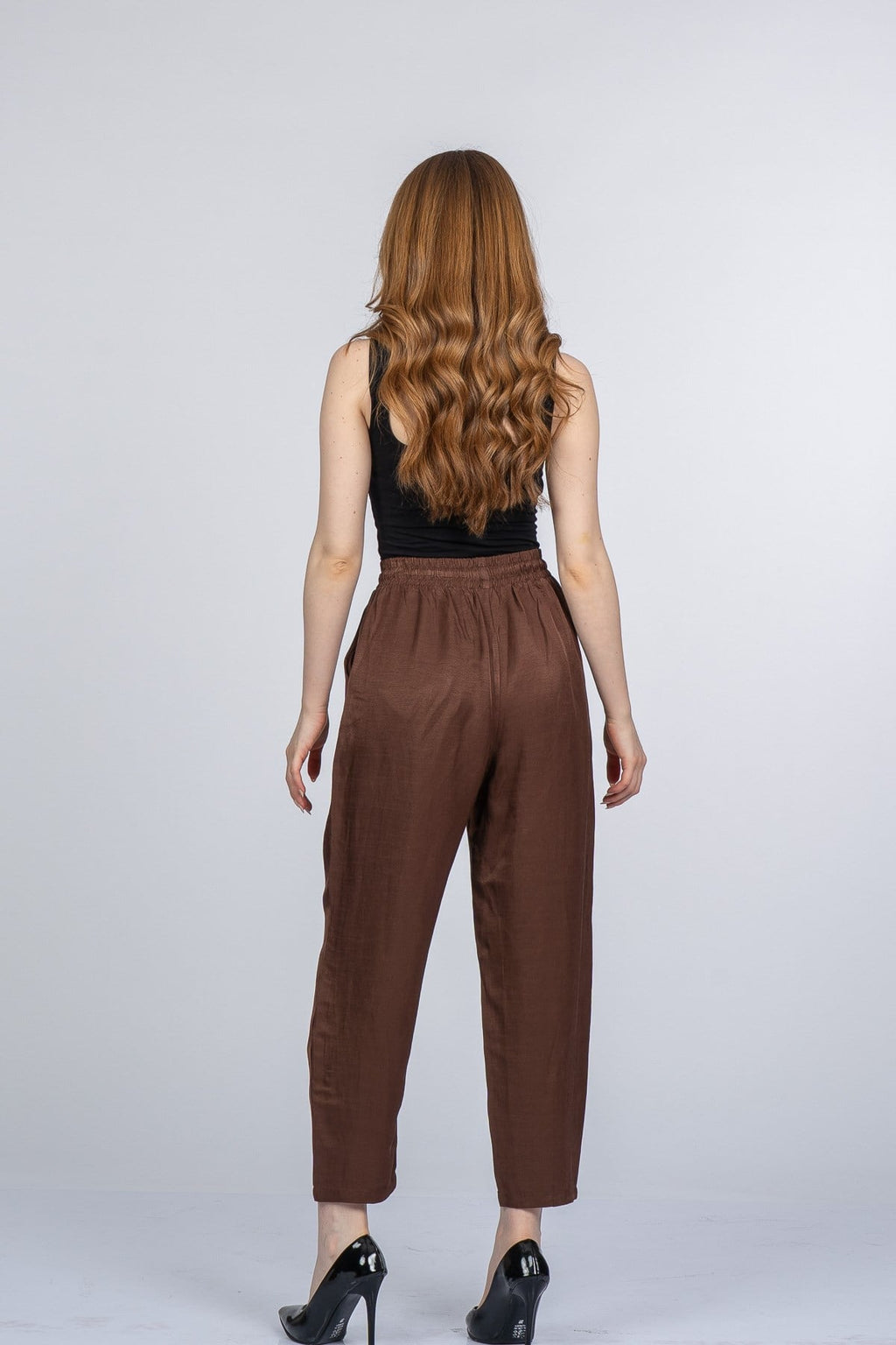 NICOLETTE BEL LASTİKLİ PANTOLON - KAHVE