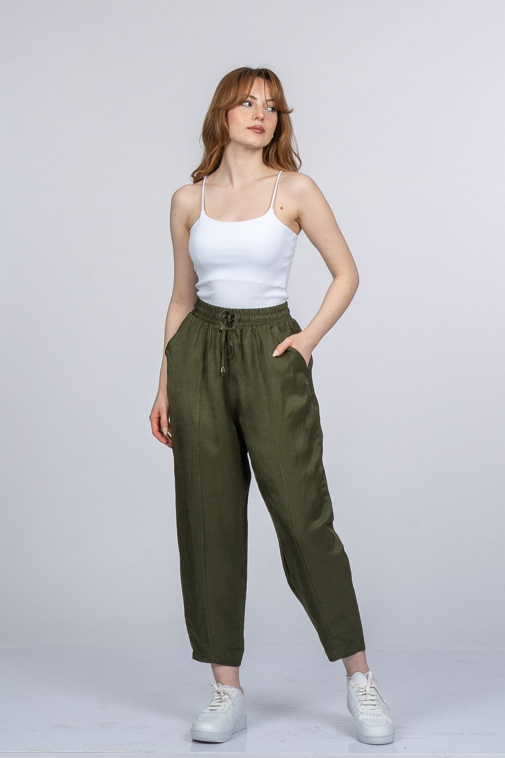 NICOLETTE BEL LASTİKLİ PANTOLON - HAKİ