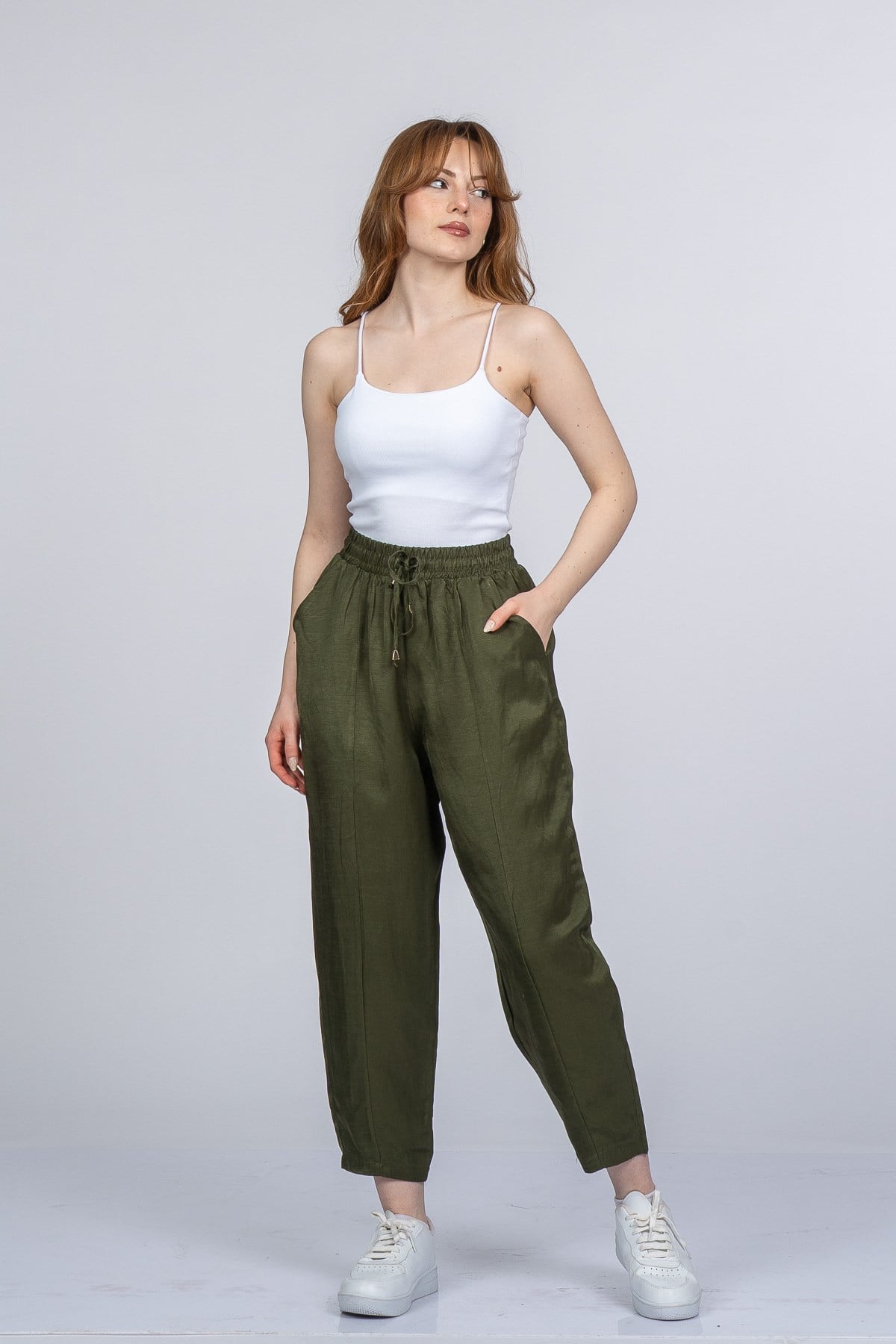 NICOLETTE BEL LASTİKLİ PANTOLON - HAKİ