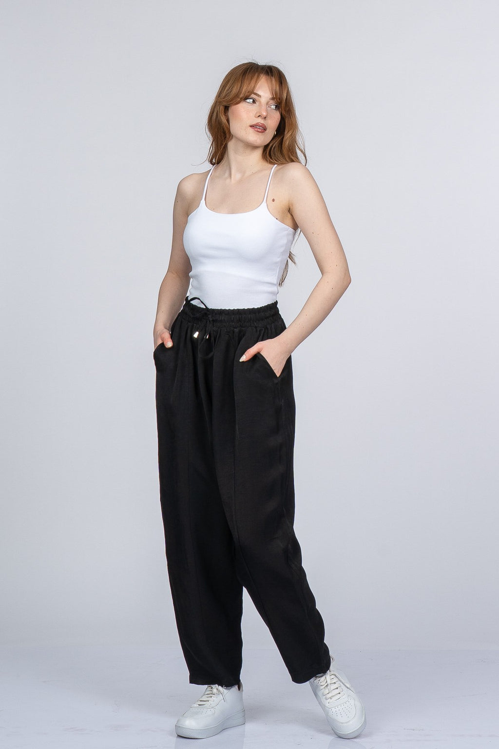NICOLETTE BEL LASTİKLİ PANTOLON - SIYAH