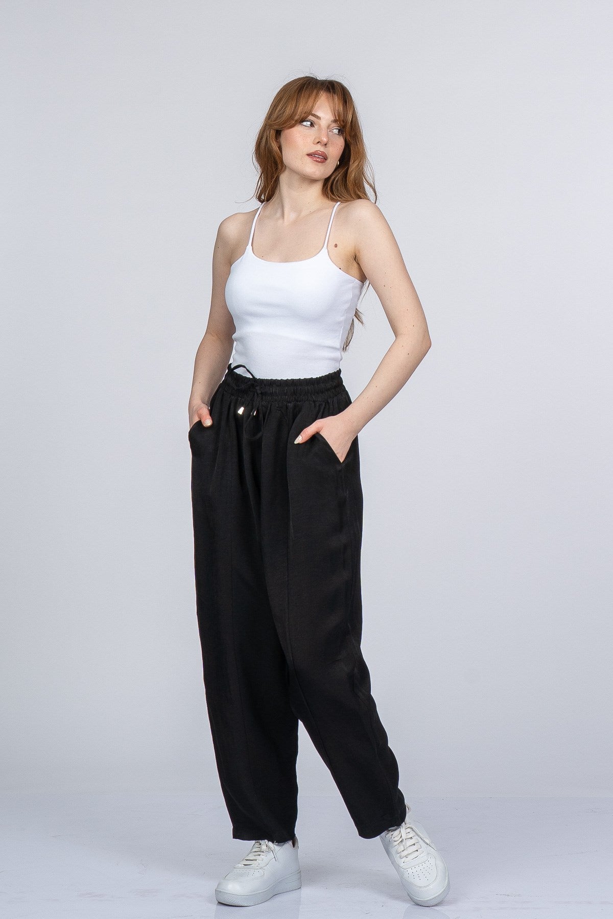 NICOLETTE BEL LASTİKLİ PANTOLON - SIYAH