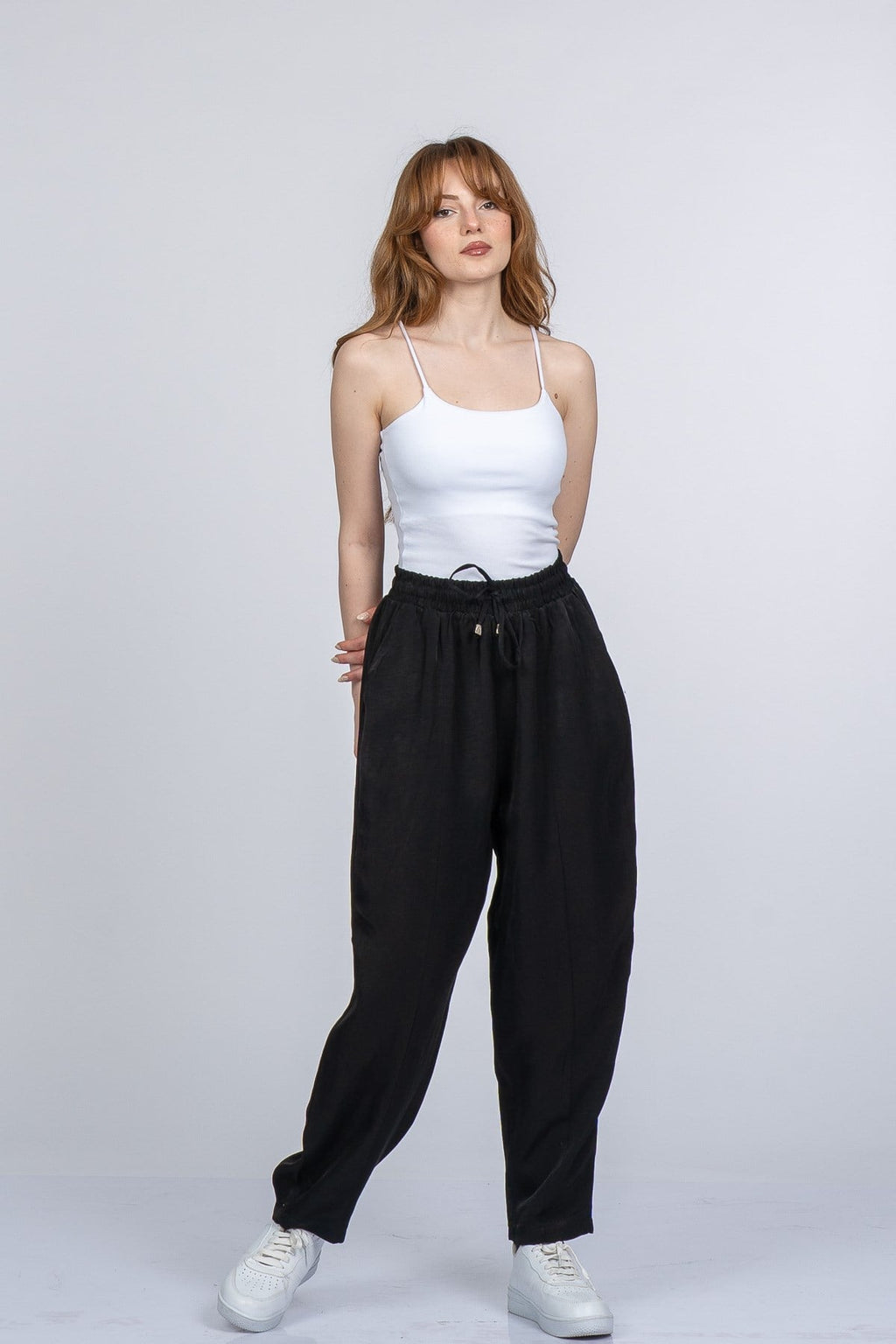 NICOLETTE BEL LASTİKLİ PANTOLON - SIYAH