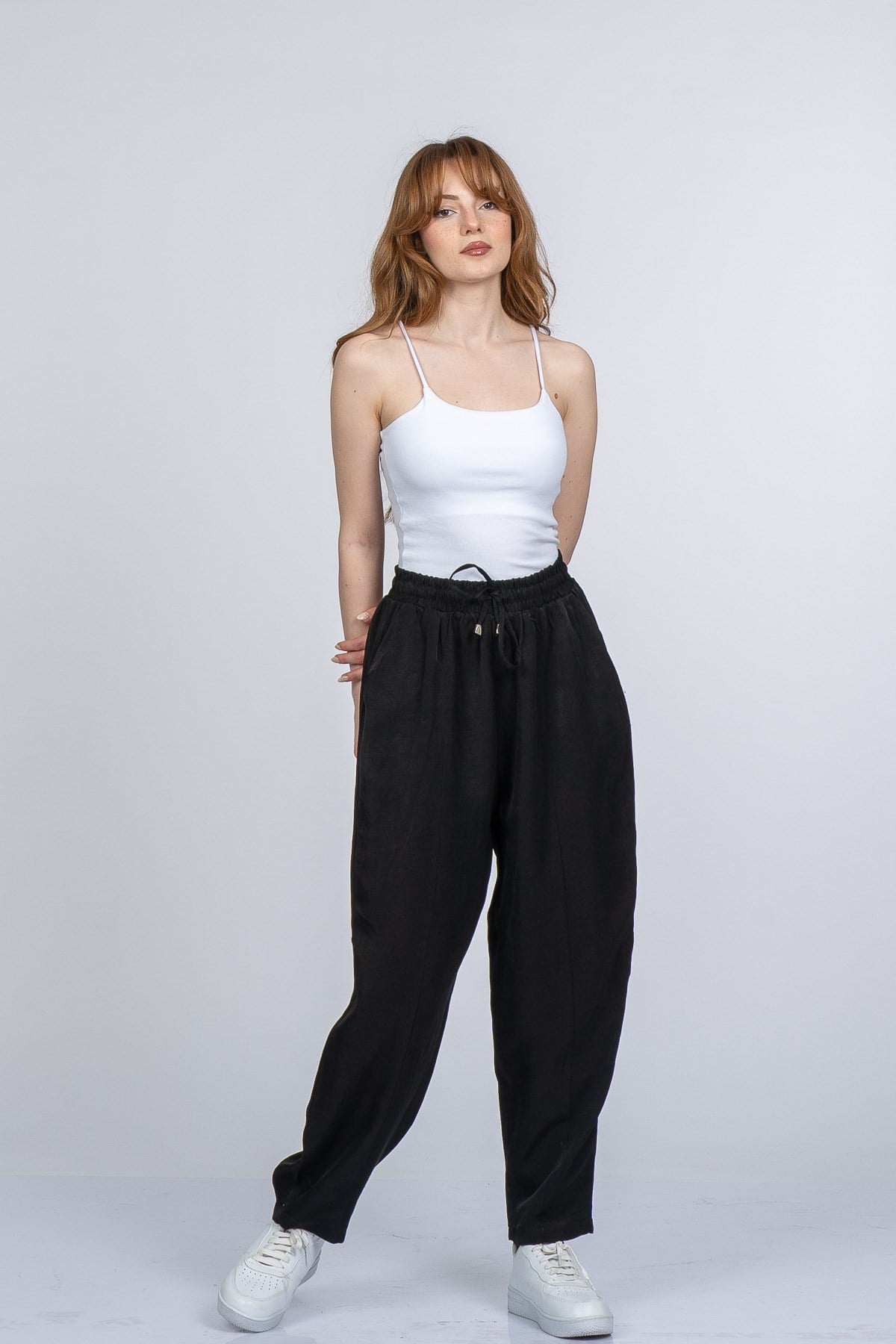 NICOLETTE BEL LASTİKLİ PANTOLON - SIYAH