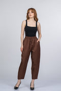 NICOLETTE BEL LASTİKLİ PANTOLON - KAHVE