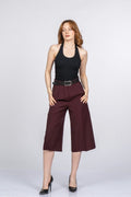 NIKKI KEMERLİ KISA PANTOLON - BORDO
