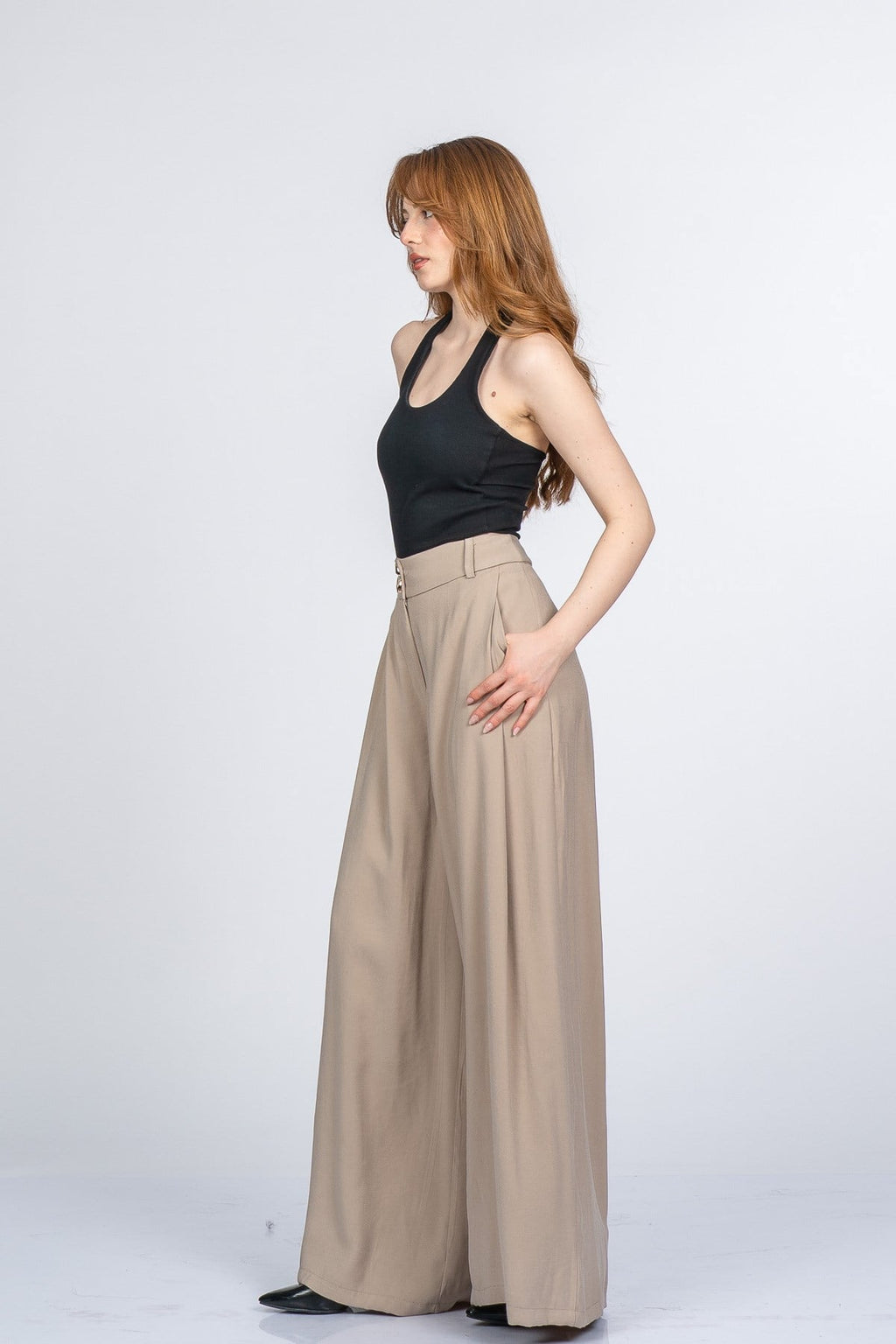 NYAH PİLELİ PANTOLON - BEJ