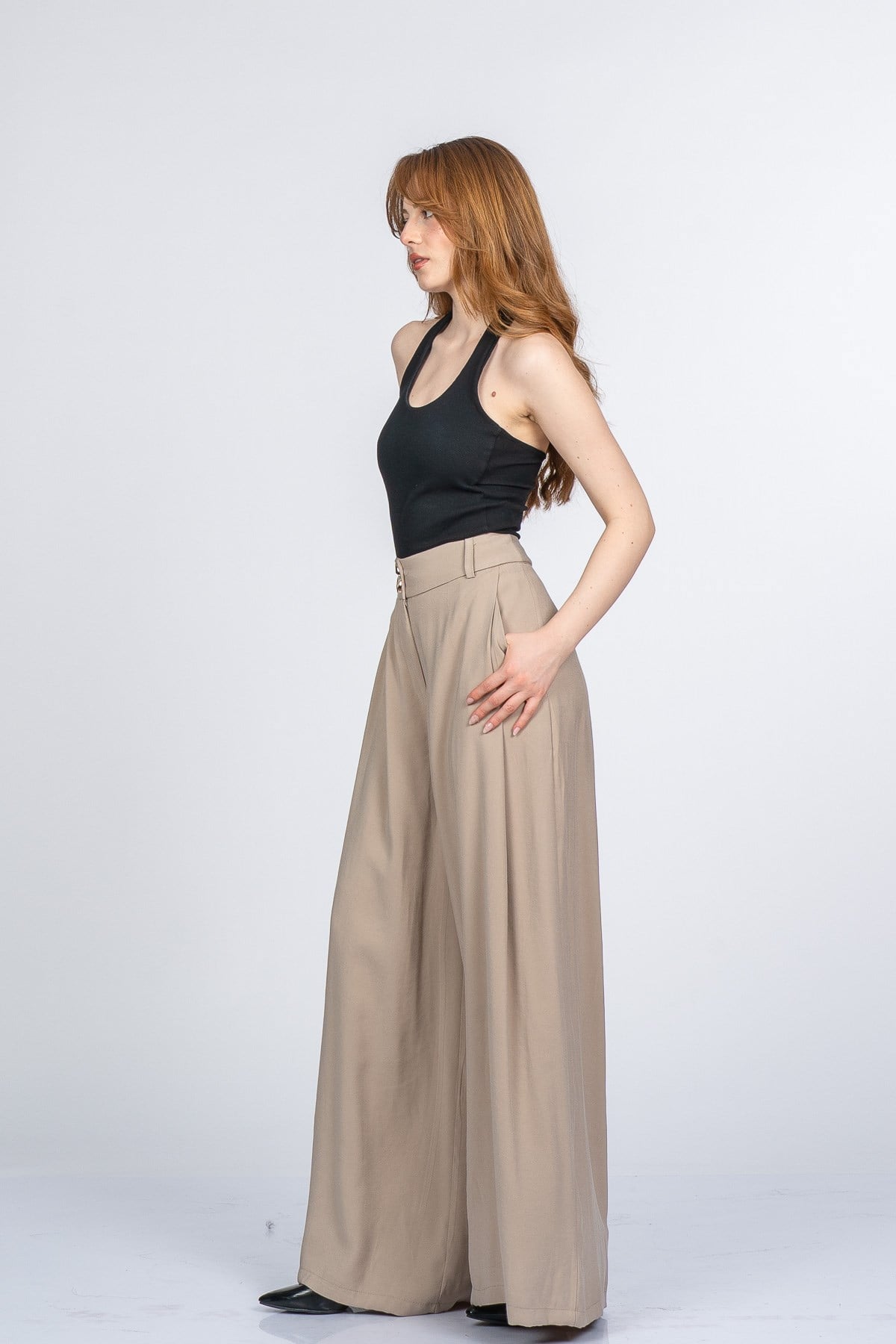 NYAH PİLELİ PANTOLON - BEJ