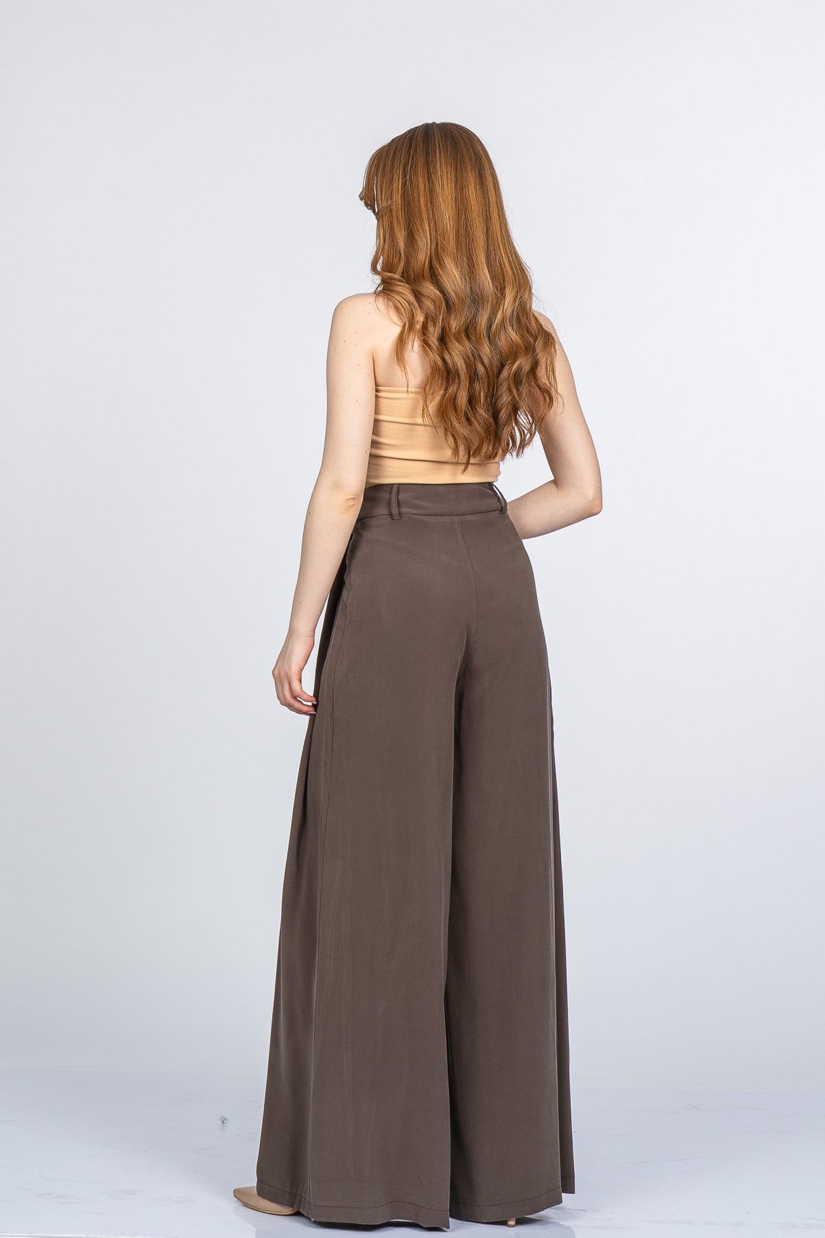 NYAH PİLELİ PANTOLON - KAHVE