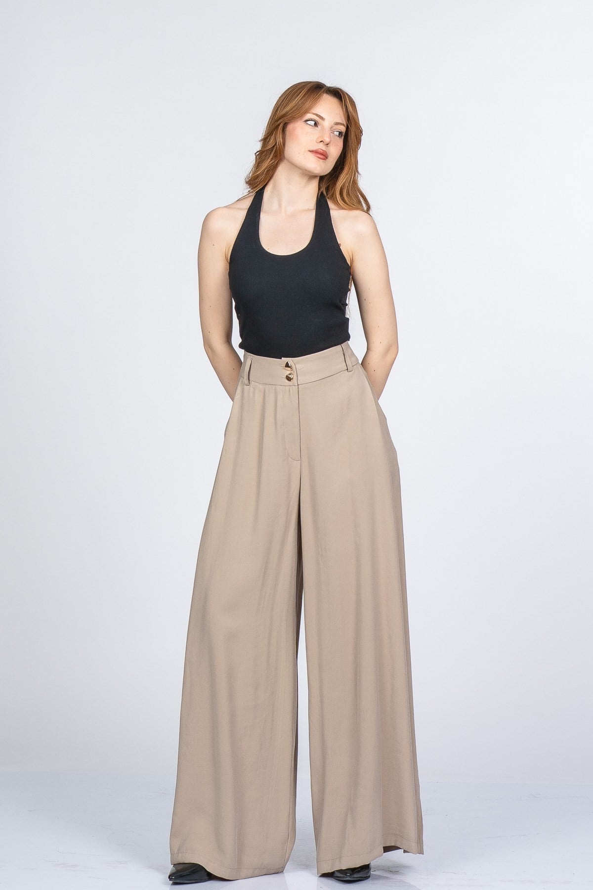 NYAH PİLELİ PANTOLON - BEJ