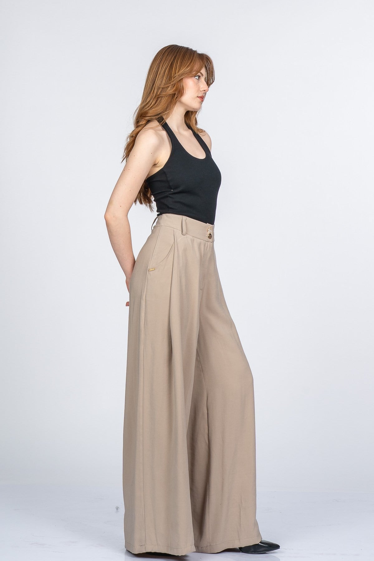 NYAH PİLELİ PANTOLON - BEJ