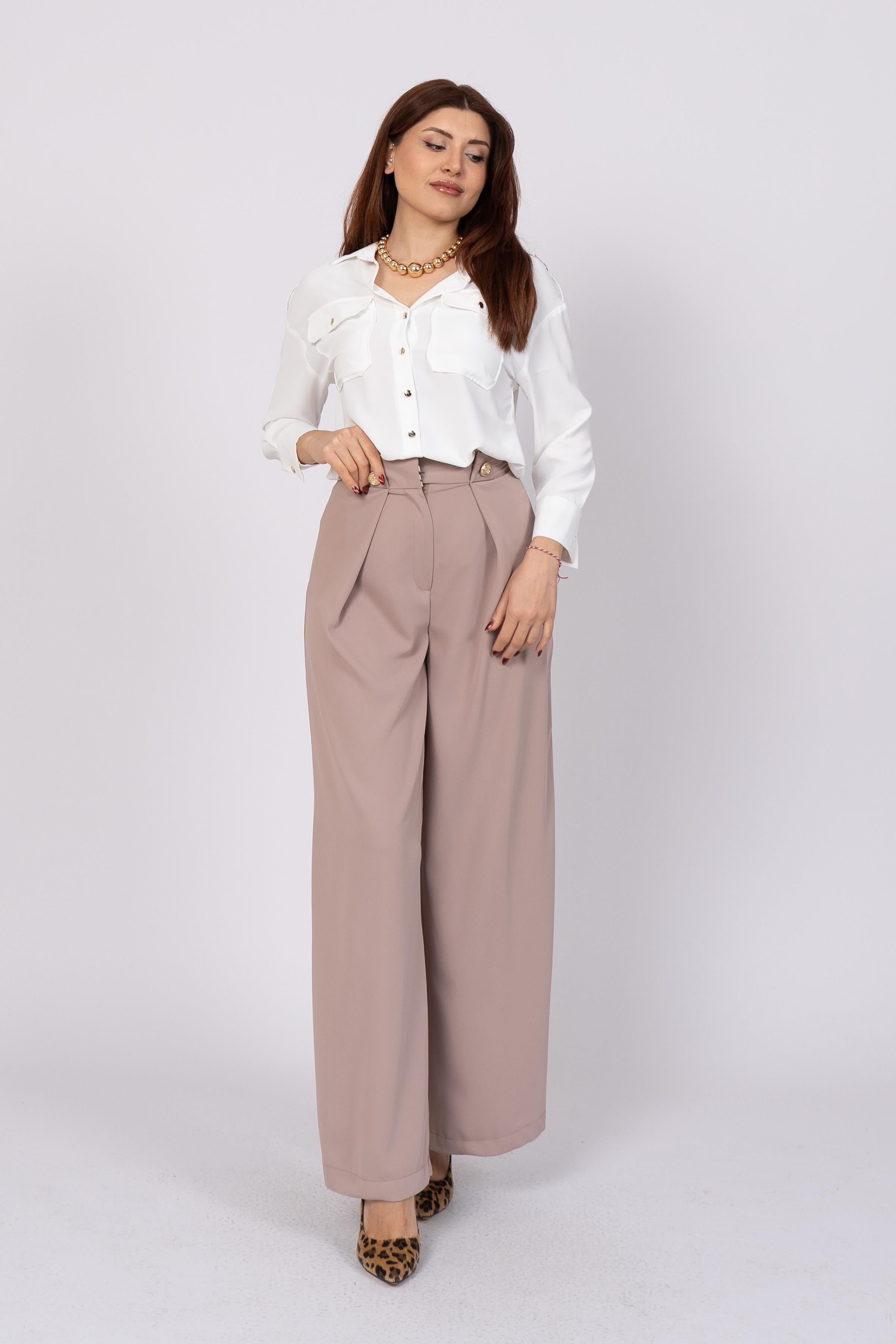 Ön Pile Ve Düğme Detaylı Pantolon 30237 - VIZON