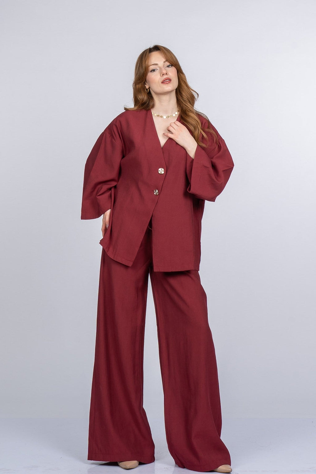 PAIGE OVERSIZE İKİLİ TAKIM - BORDO