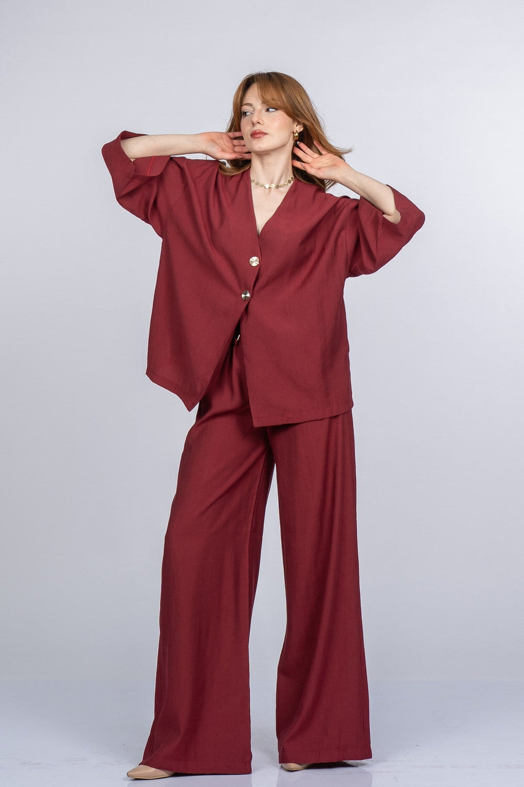 PAIGE OVERSIZE İKİLİ TAKIM - BORDO